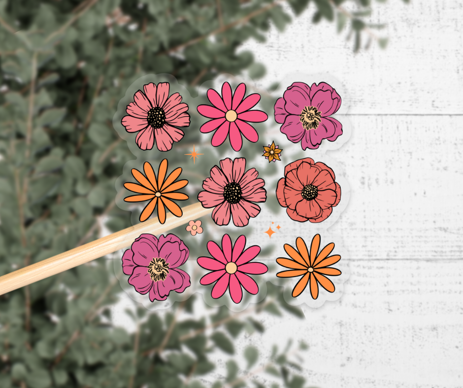 Flowers Clear Vinyl Sticker