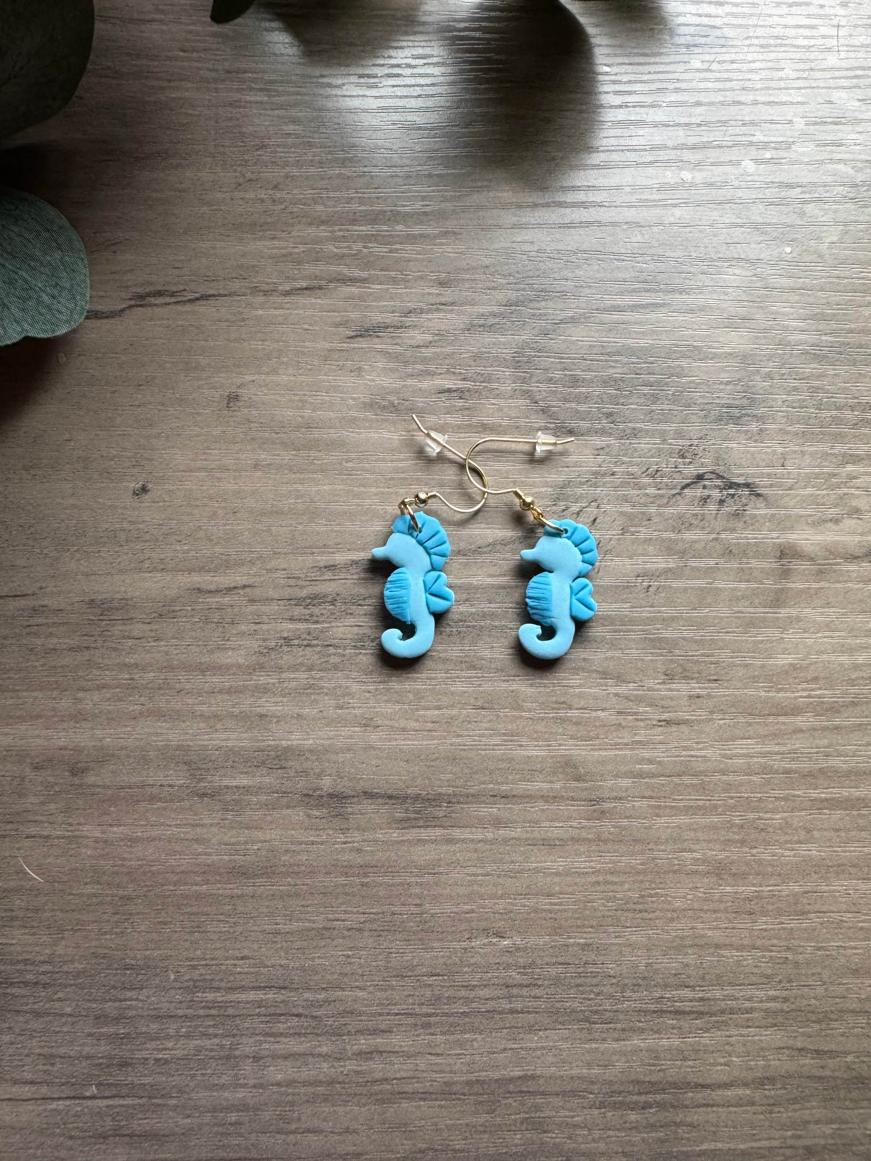 Blue Seahorse Earrings