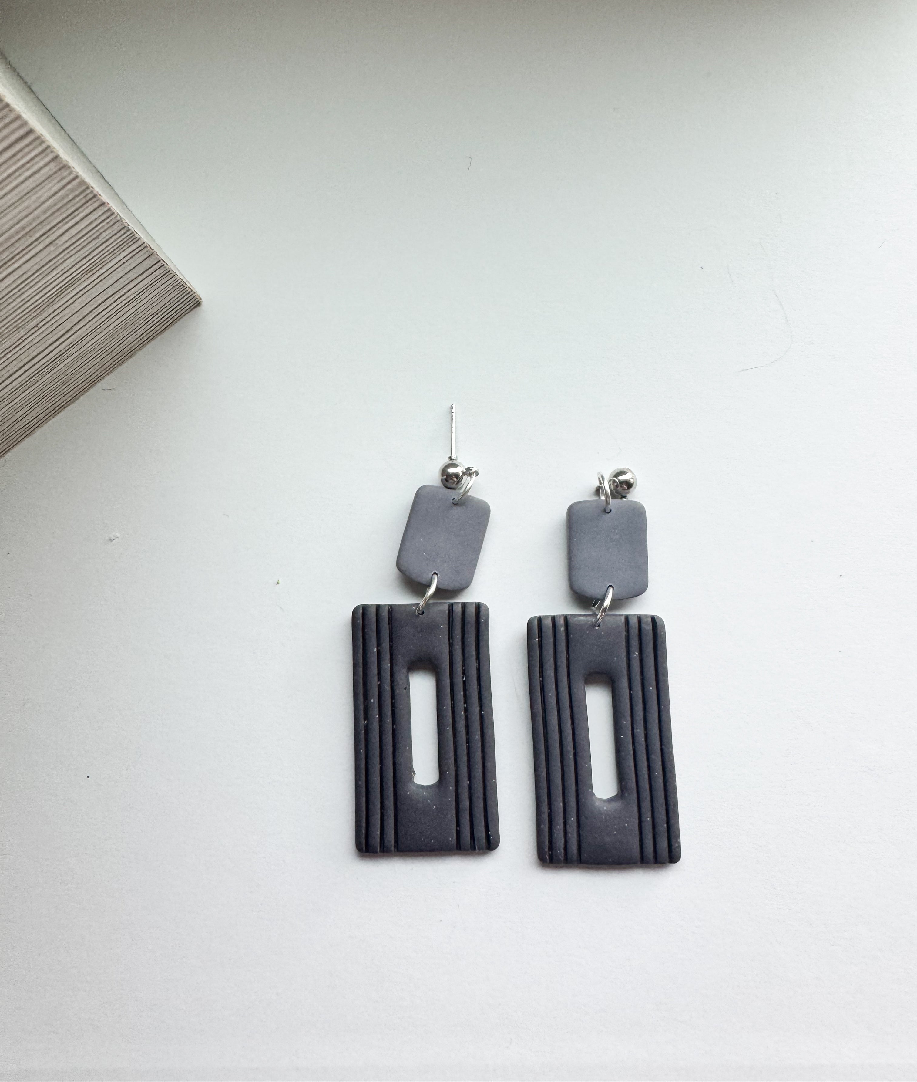 Ivory Linea: Rectangle Arch Dangles with subtle stripes