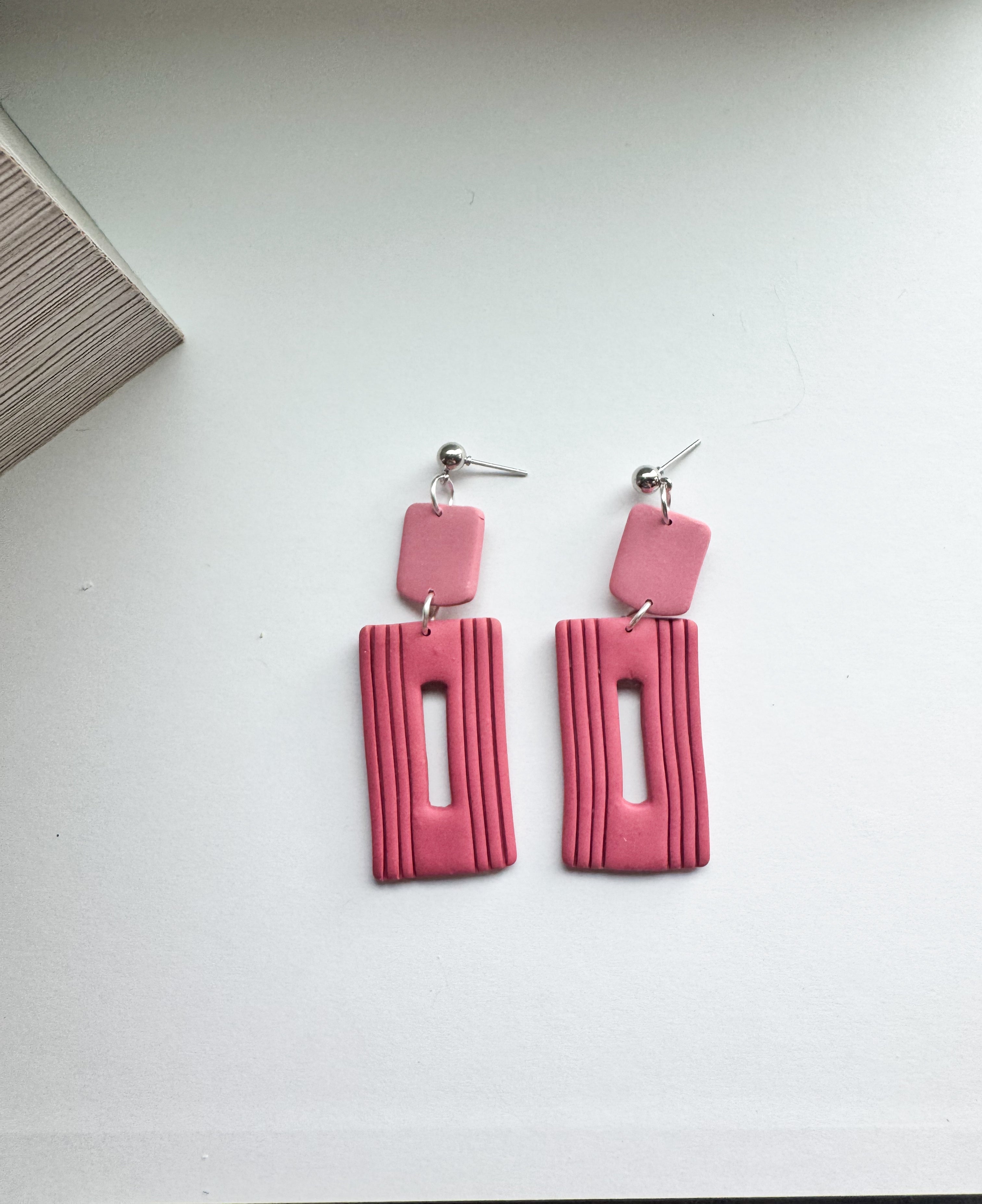 Ivory Linea: Rectangle Arch Dangles with subtle stripes