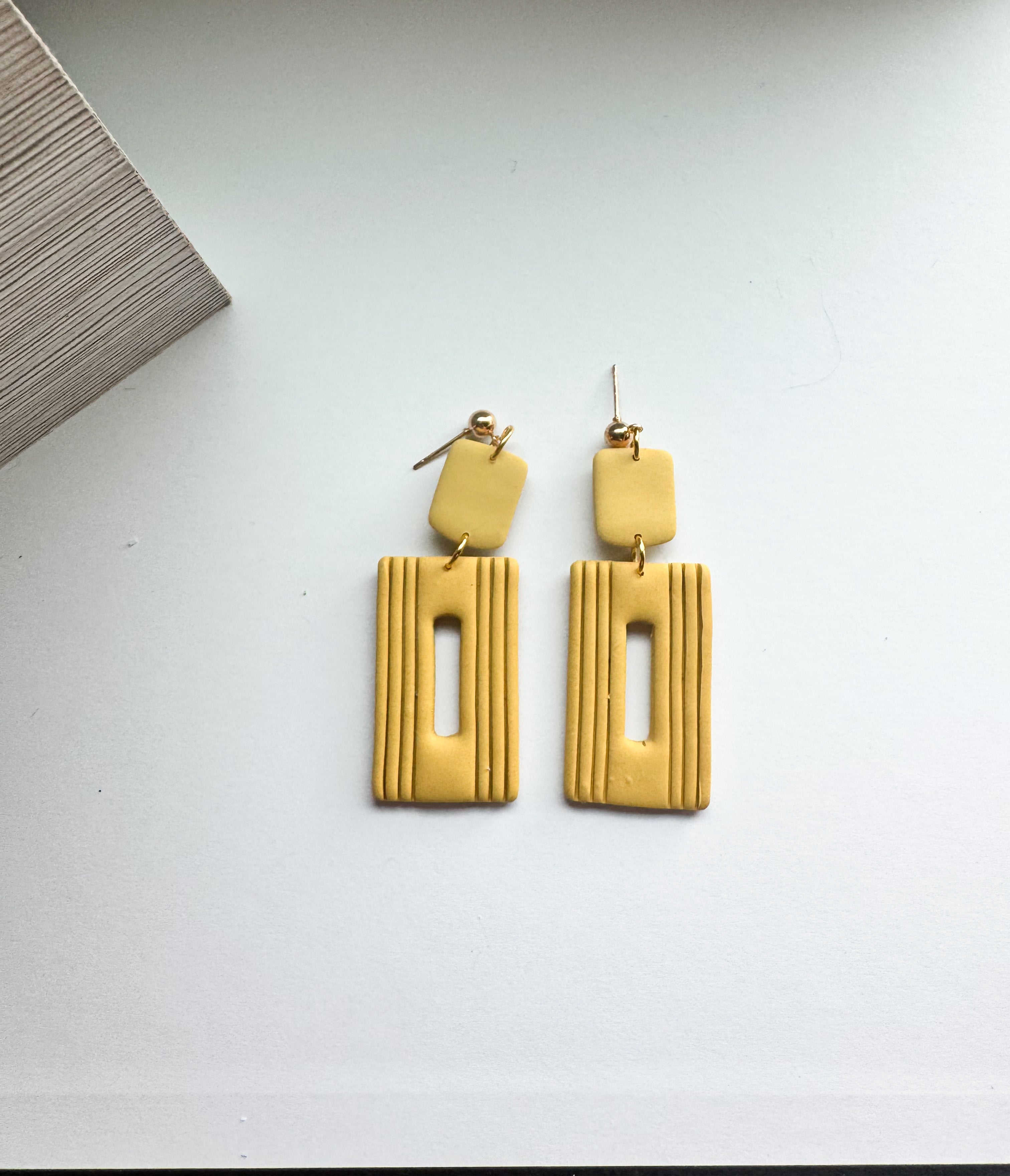 Ivory Linea: Rectangle Arch Dangles with subtle stripes