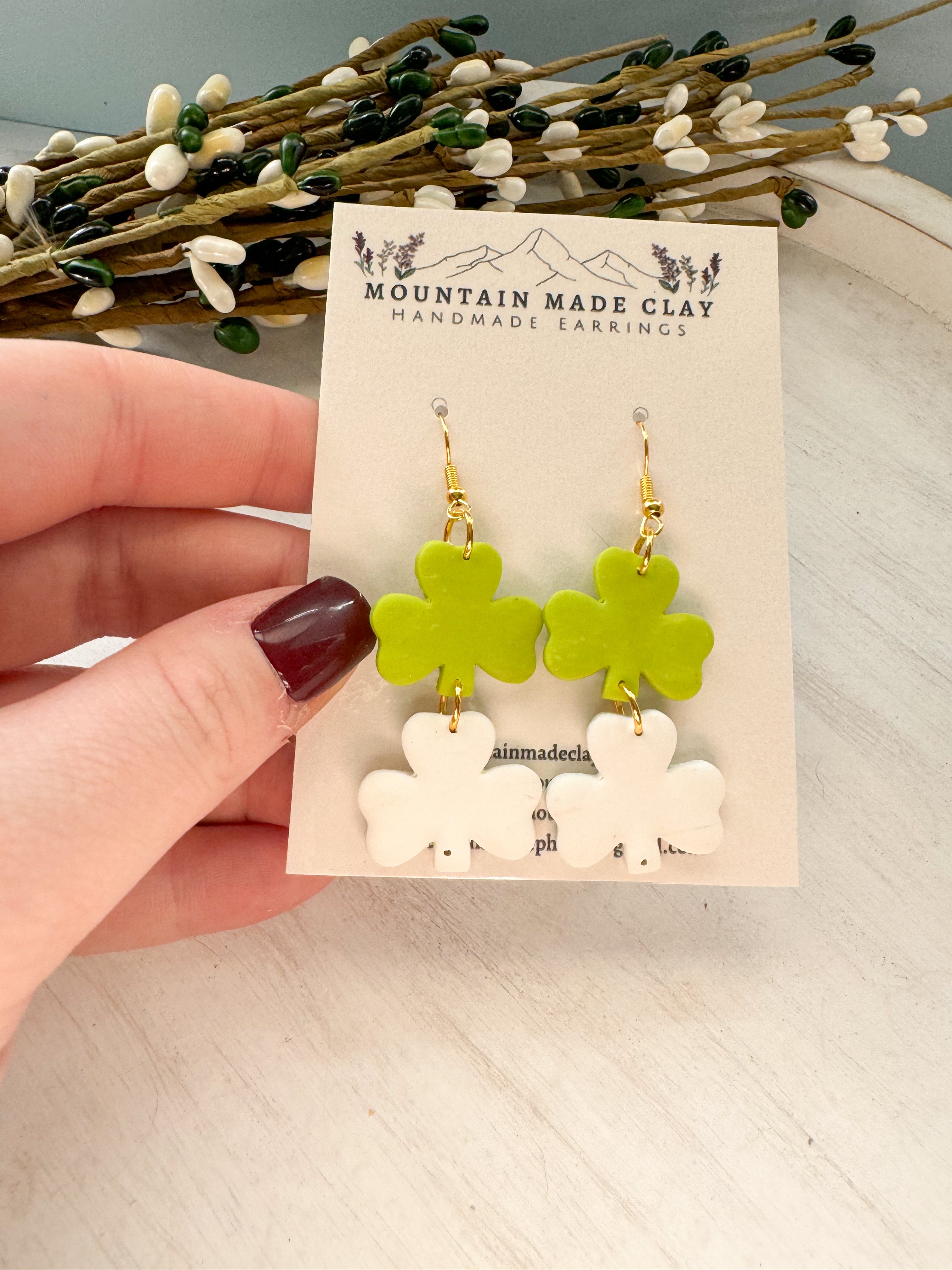 Shamrock Clay Earrings