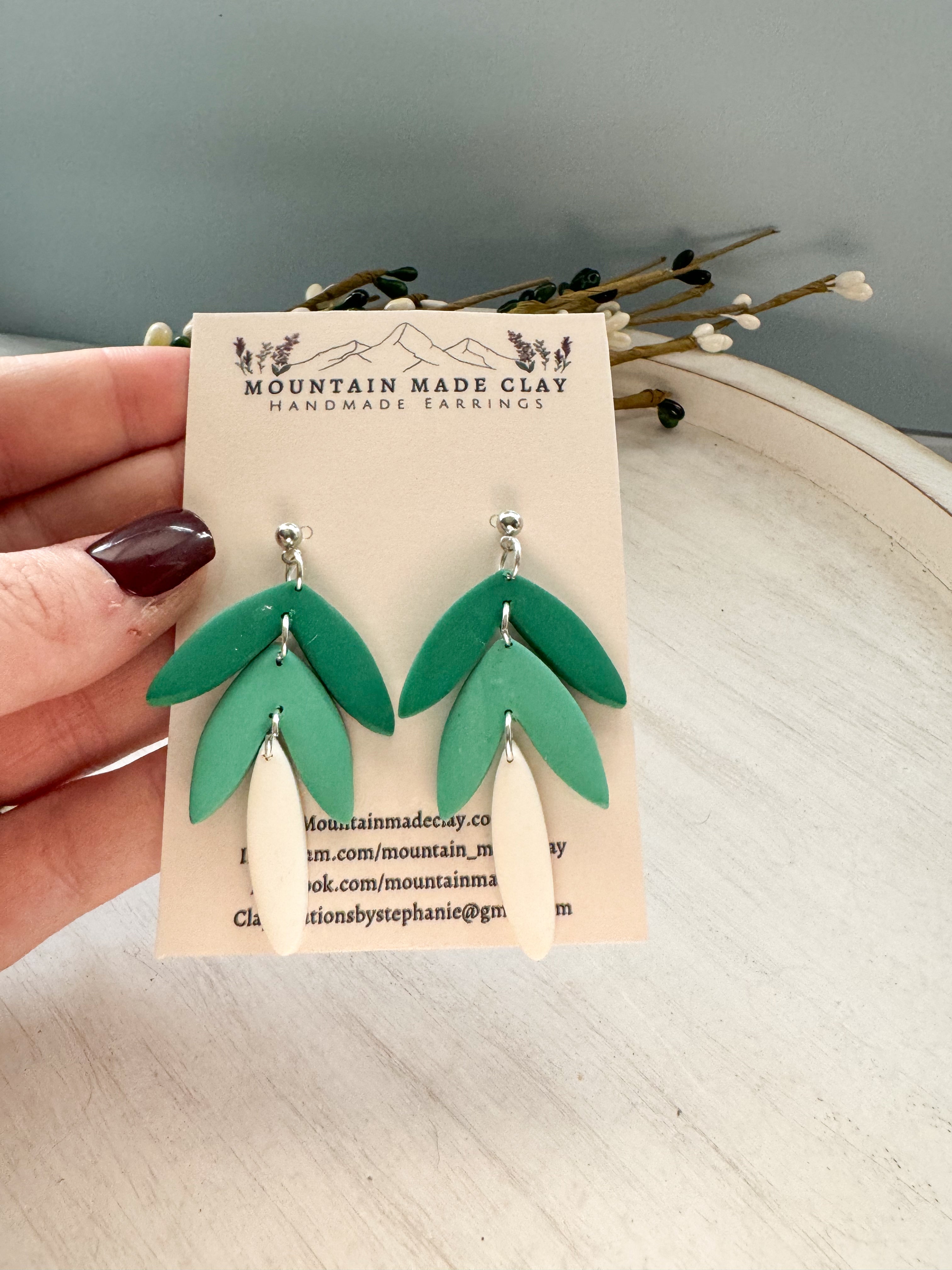 Green Ombré Clay Earrings