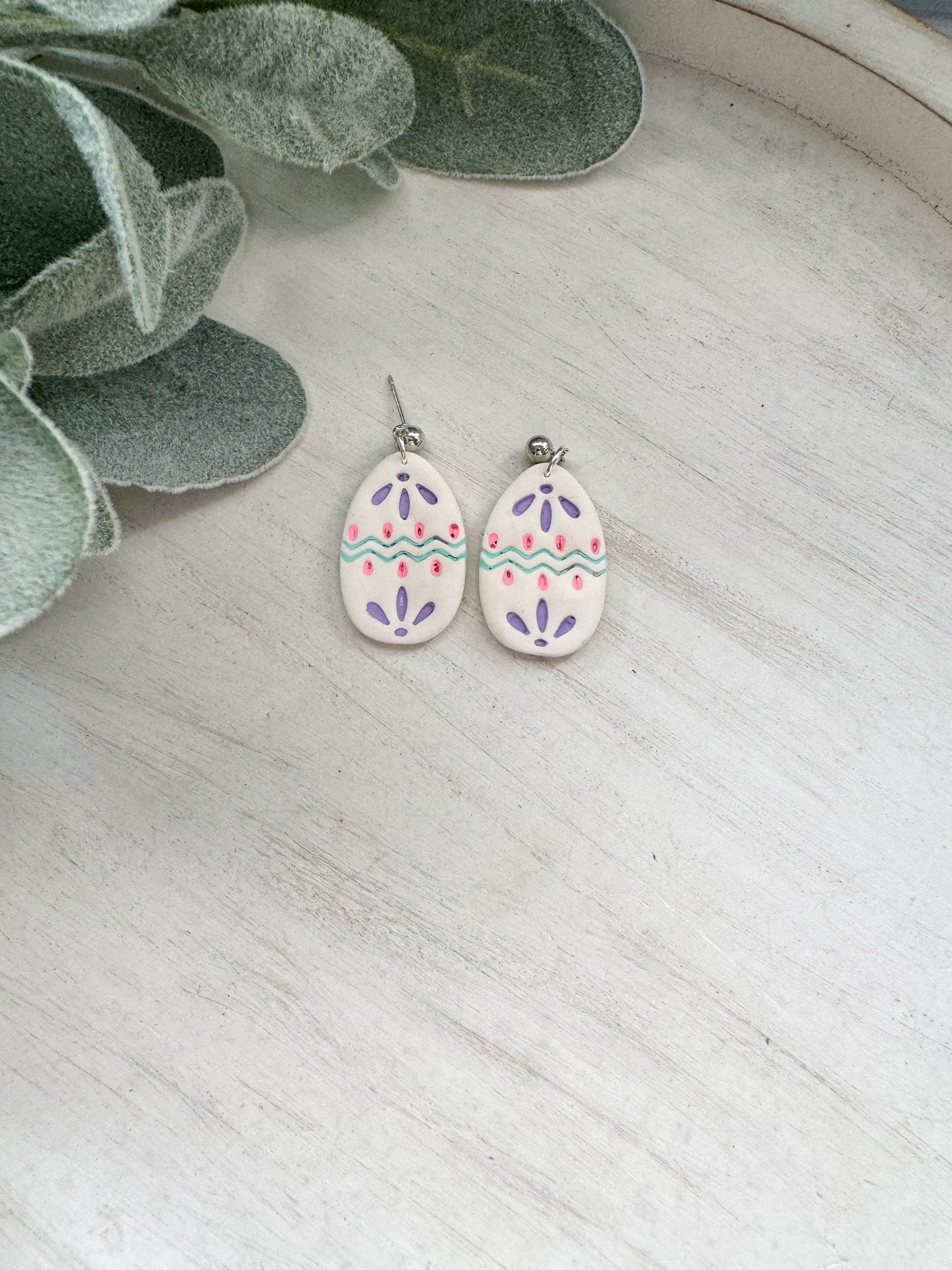 Easter Egg Clay Earrings
