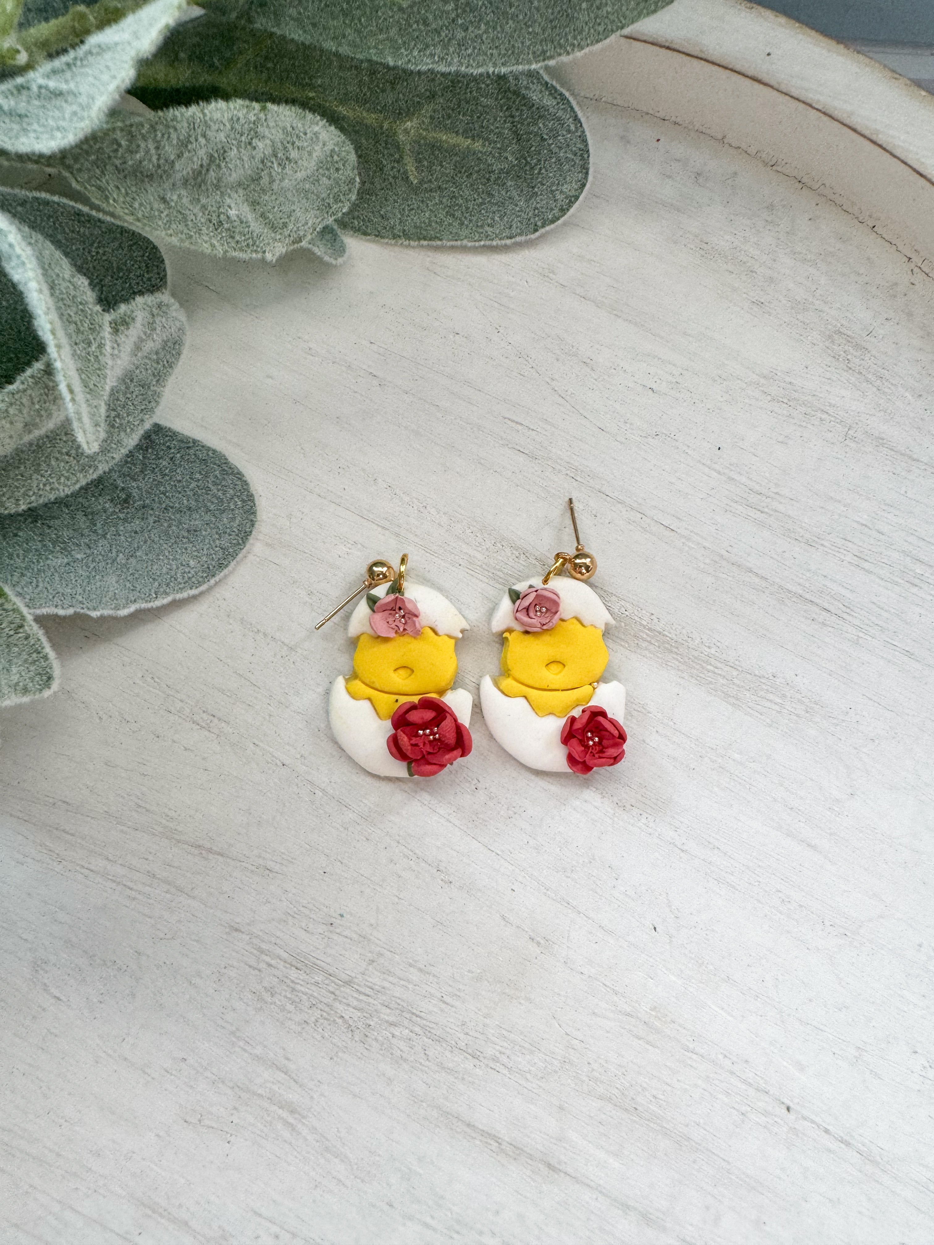 Baby Chick Clay Earrings