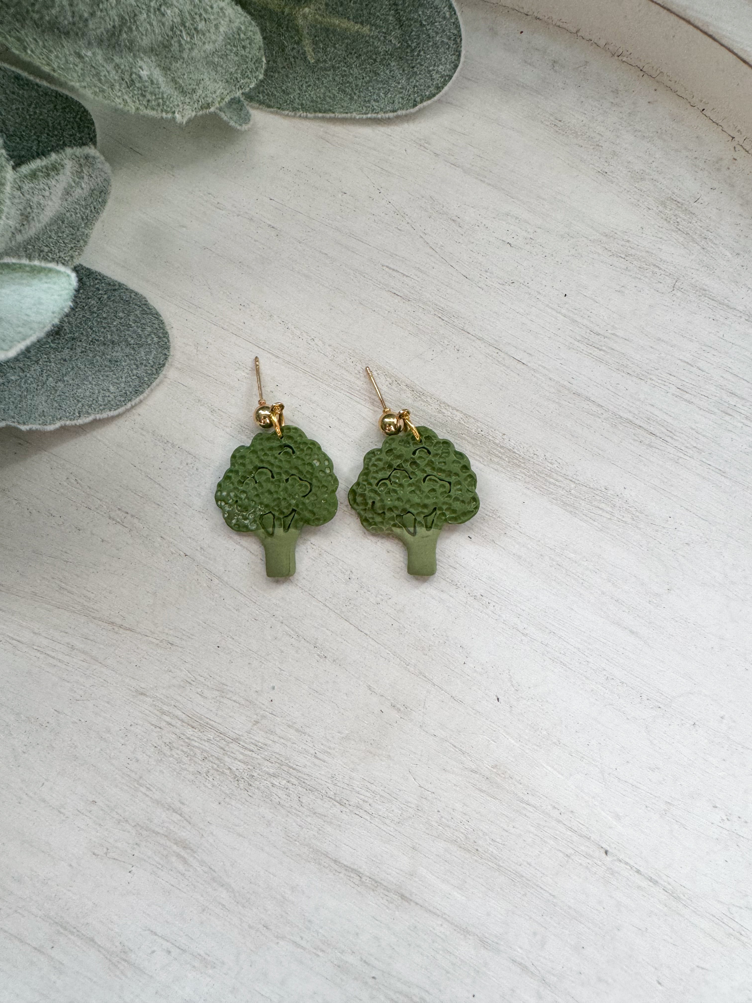 Broccoli Clay Earrings