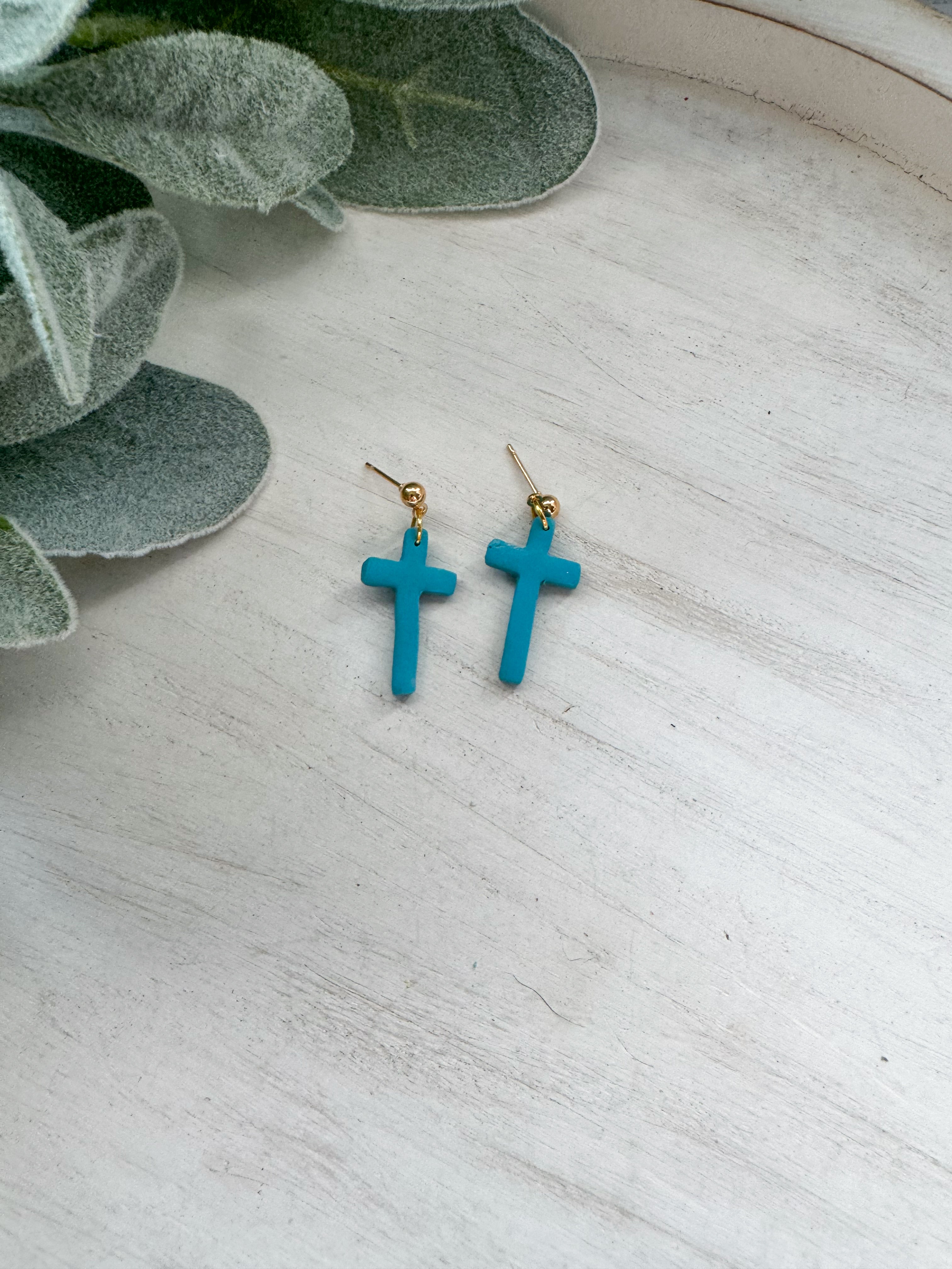 Cross Clay Earrings