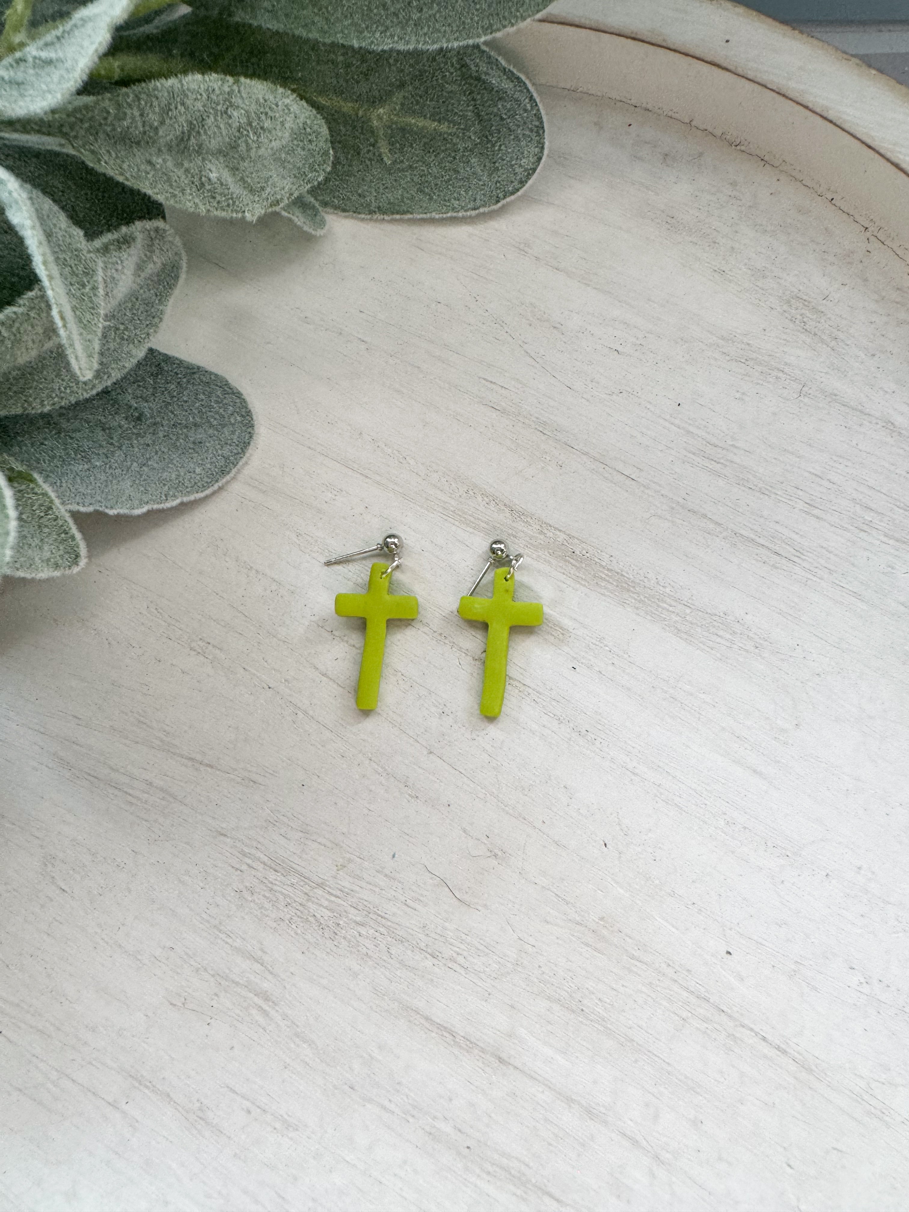 Cross Clay Earrings
