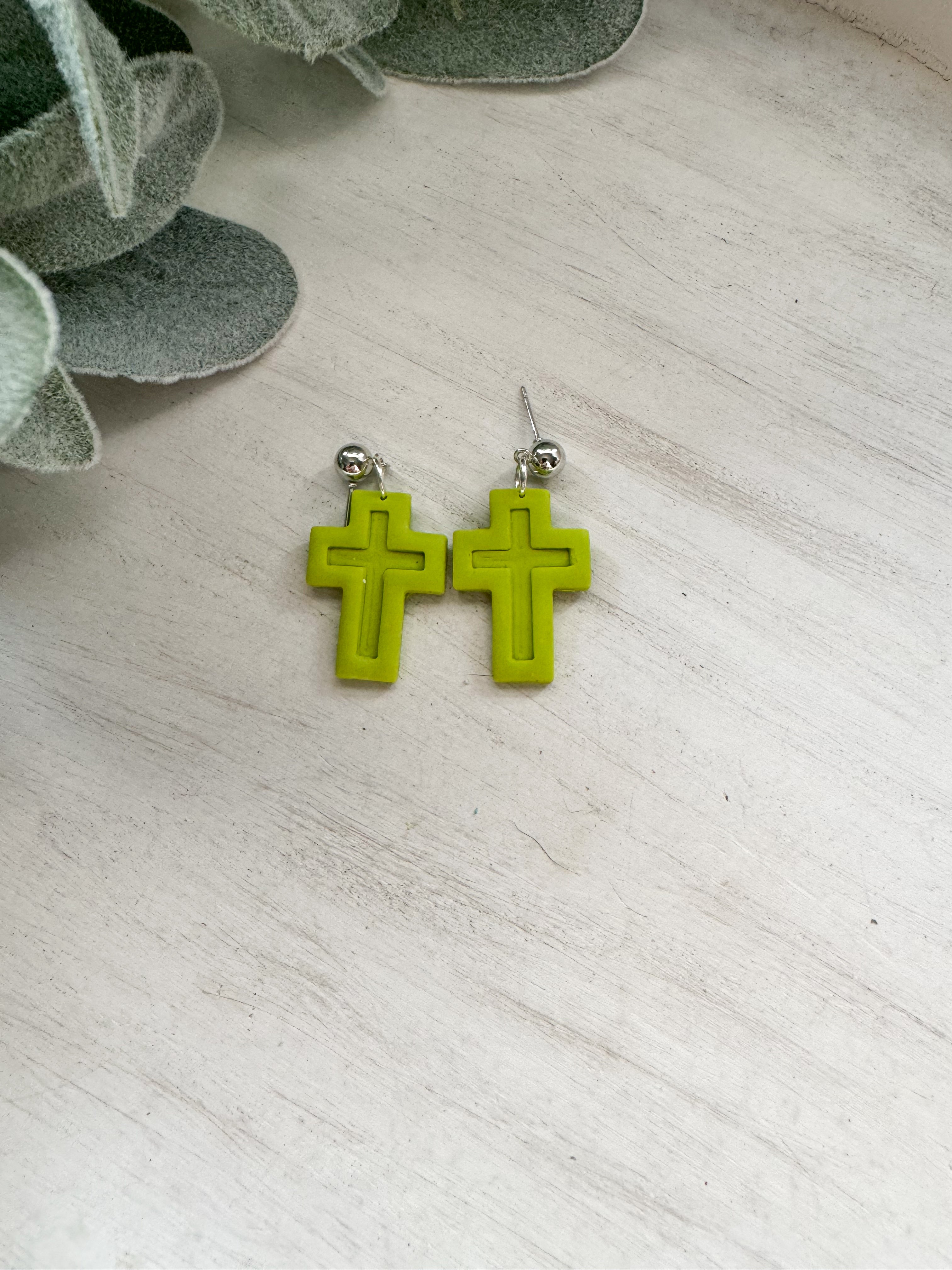 Cross Clay Earrings