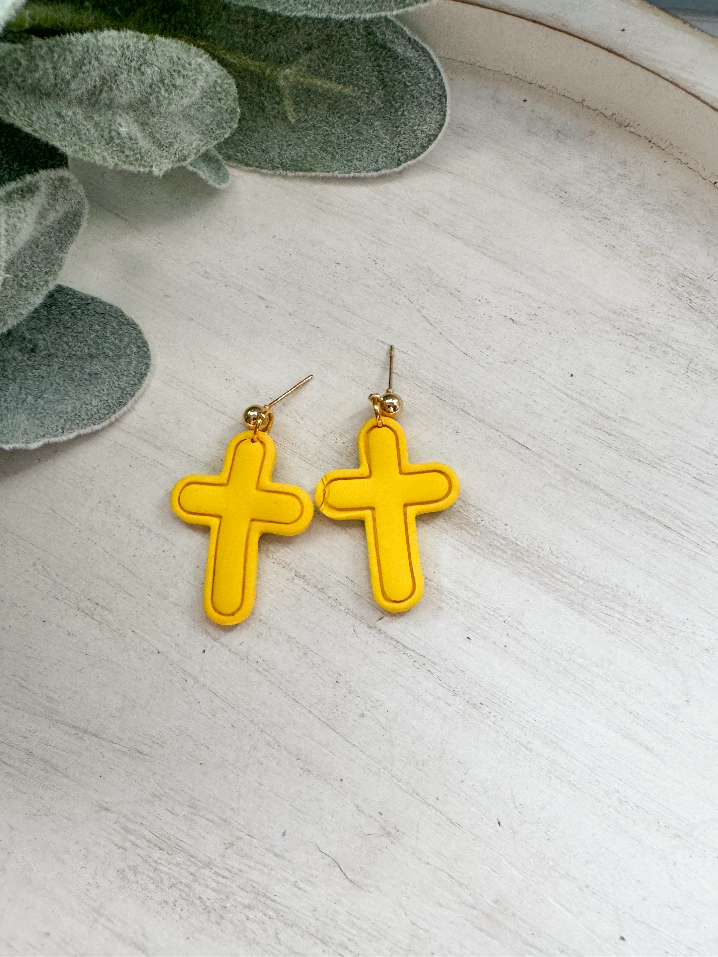 Cross Clay Earrings
