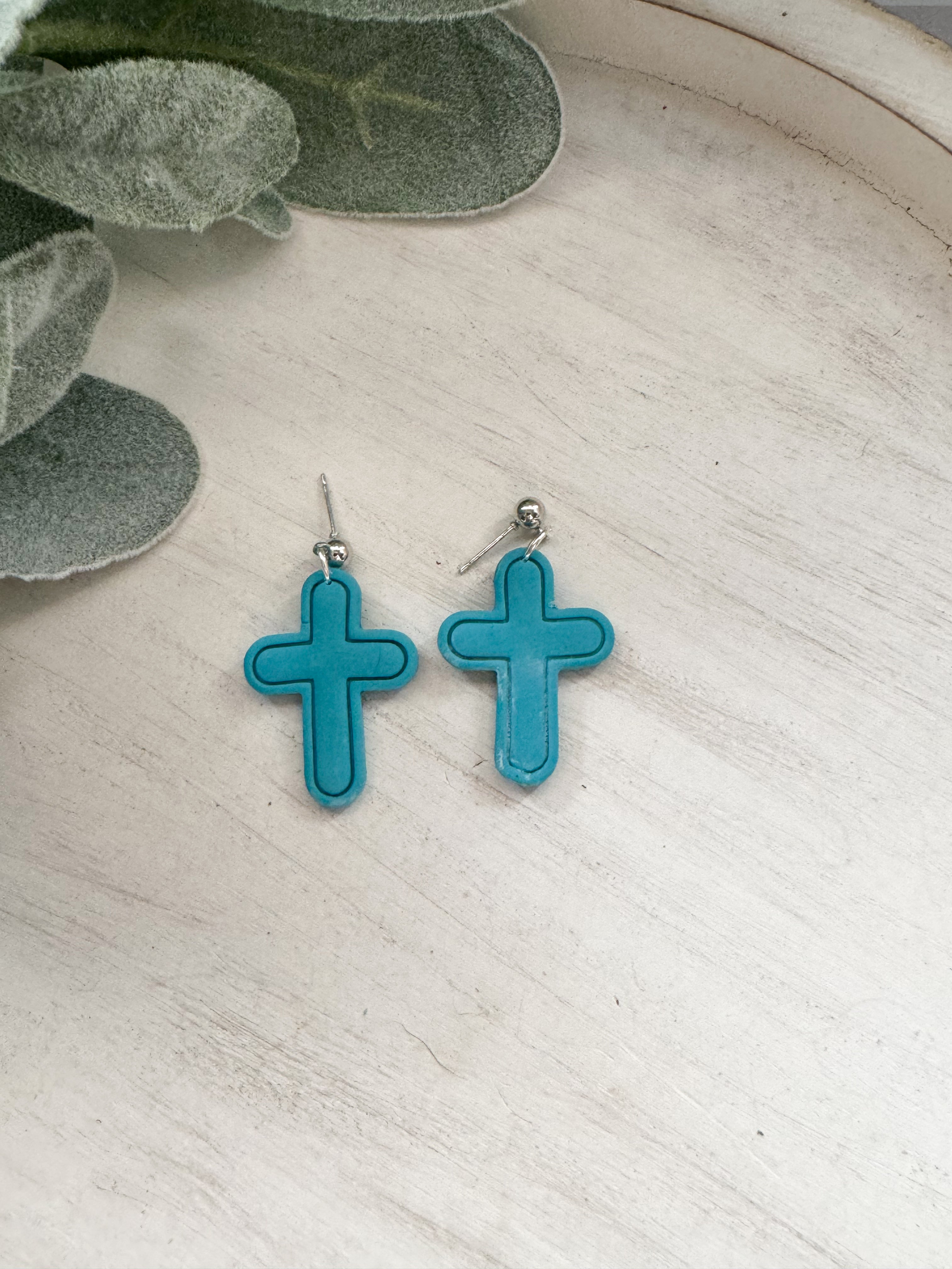 Cross Clay Earrings