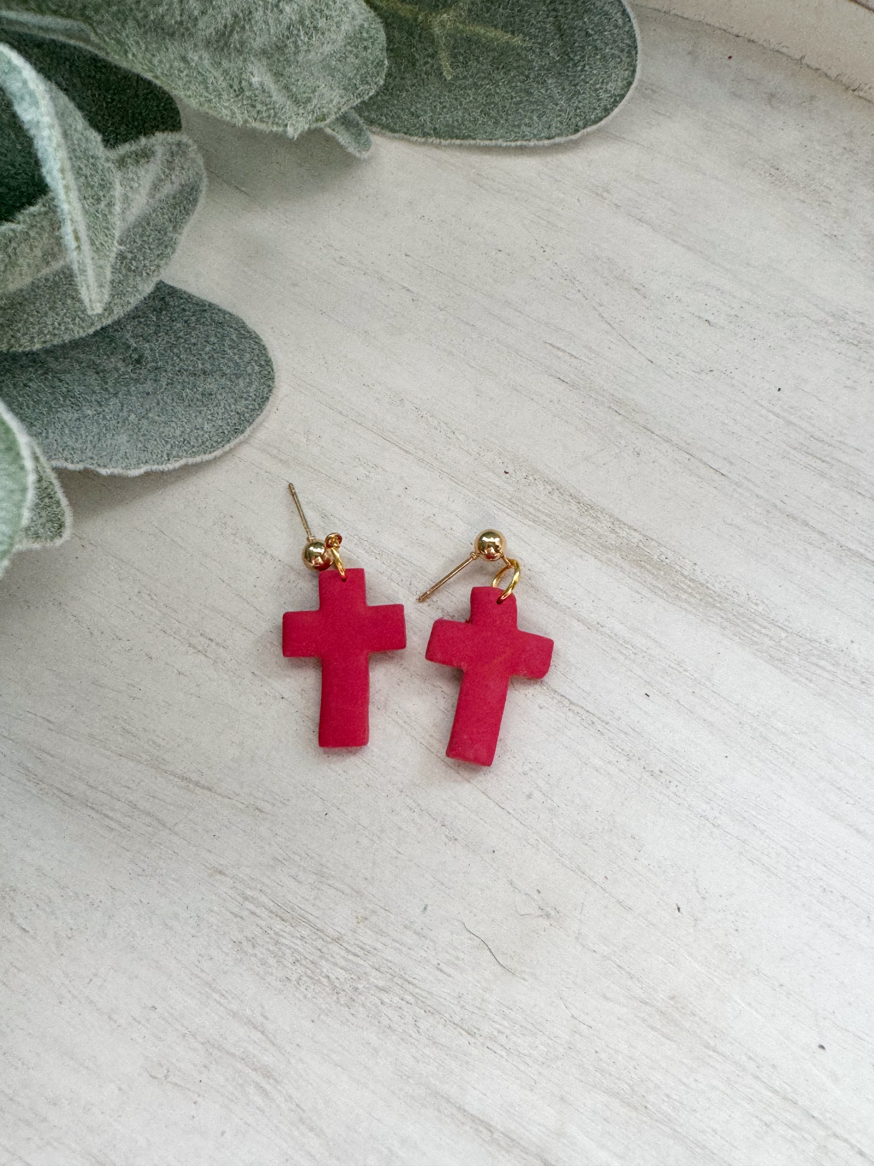 Cross Clay Earrings