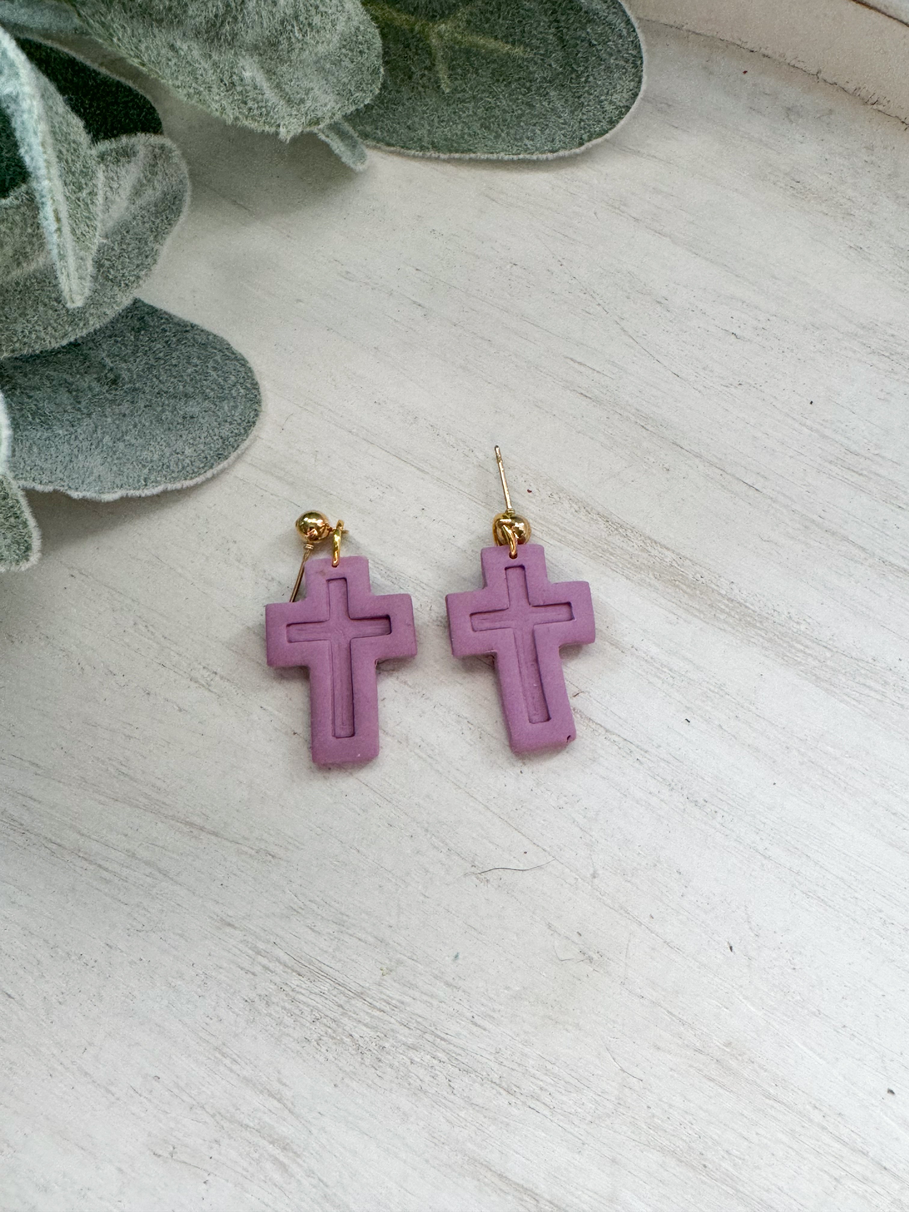 Cross Clay Earrings