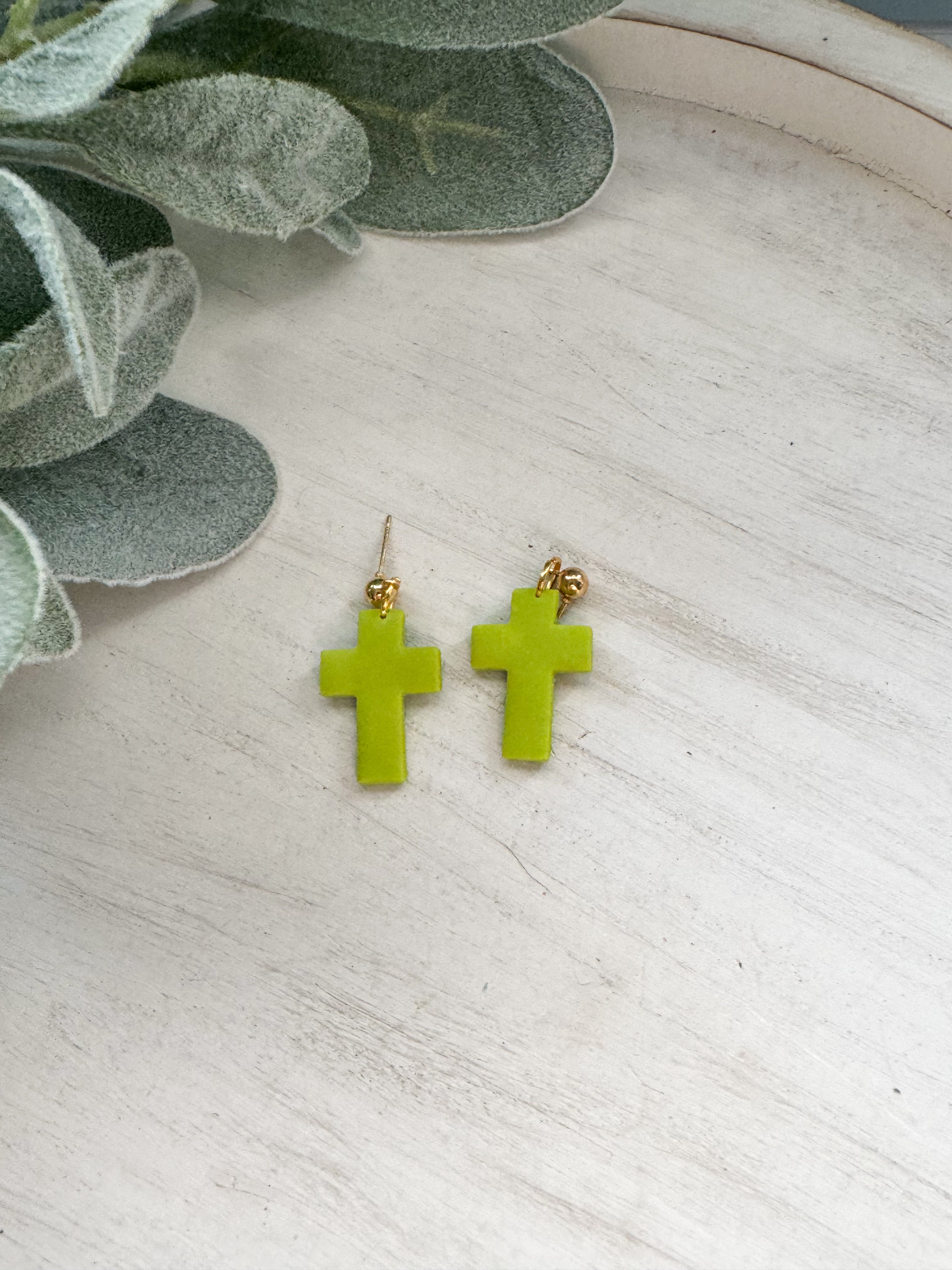Cross Clay Earrings