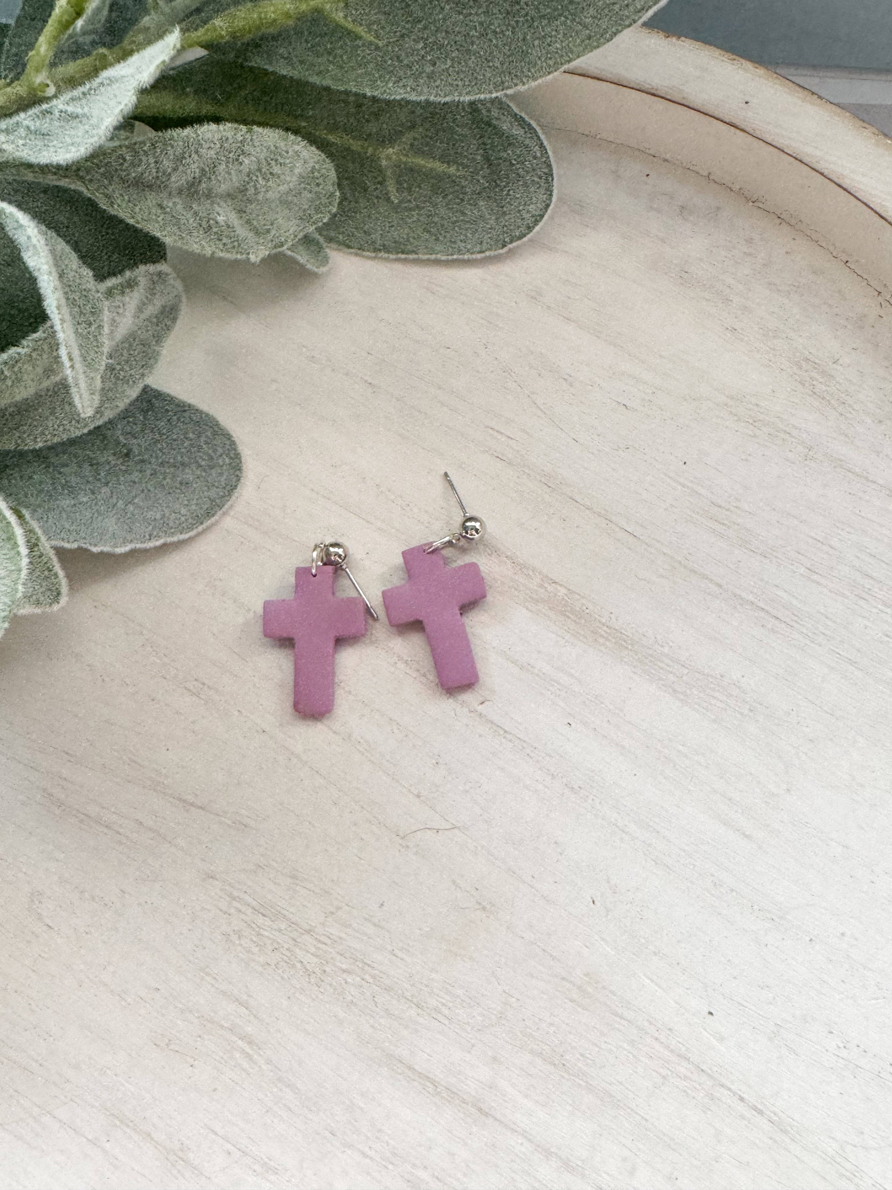 Cross Clay Earrings