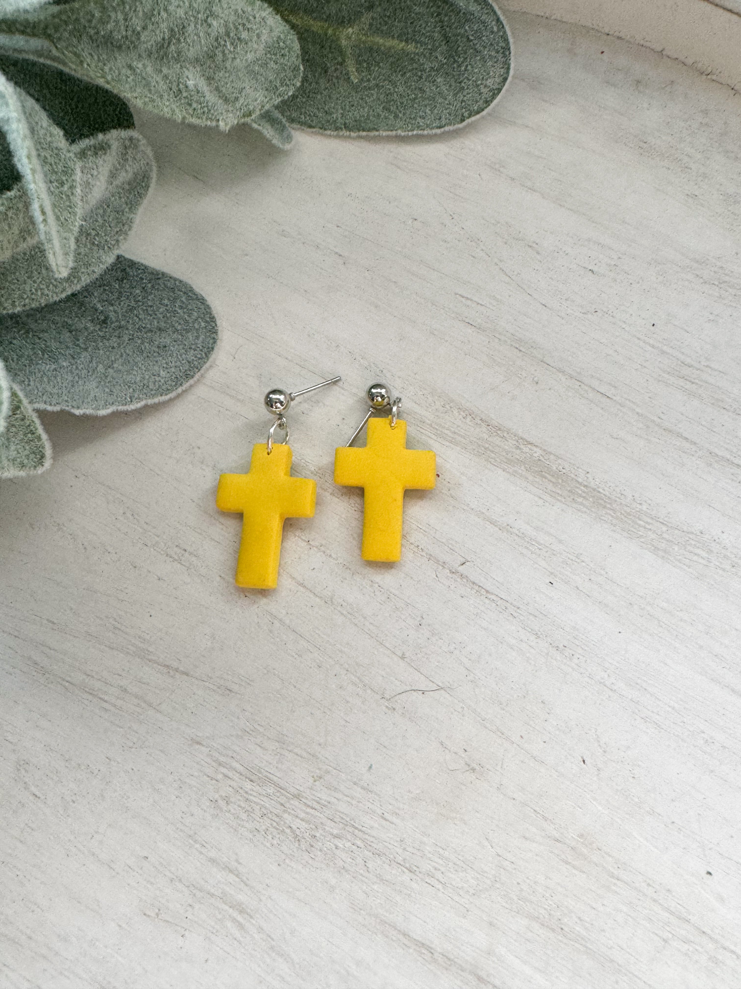 Cross Clay Earrings