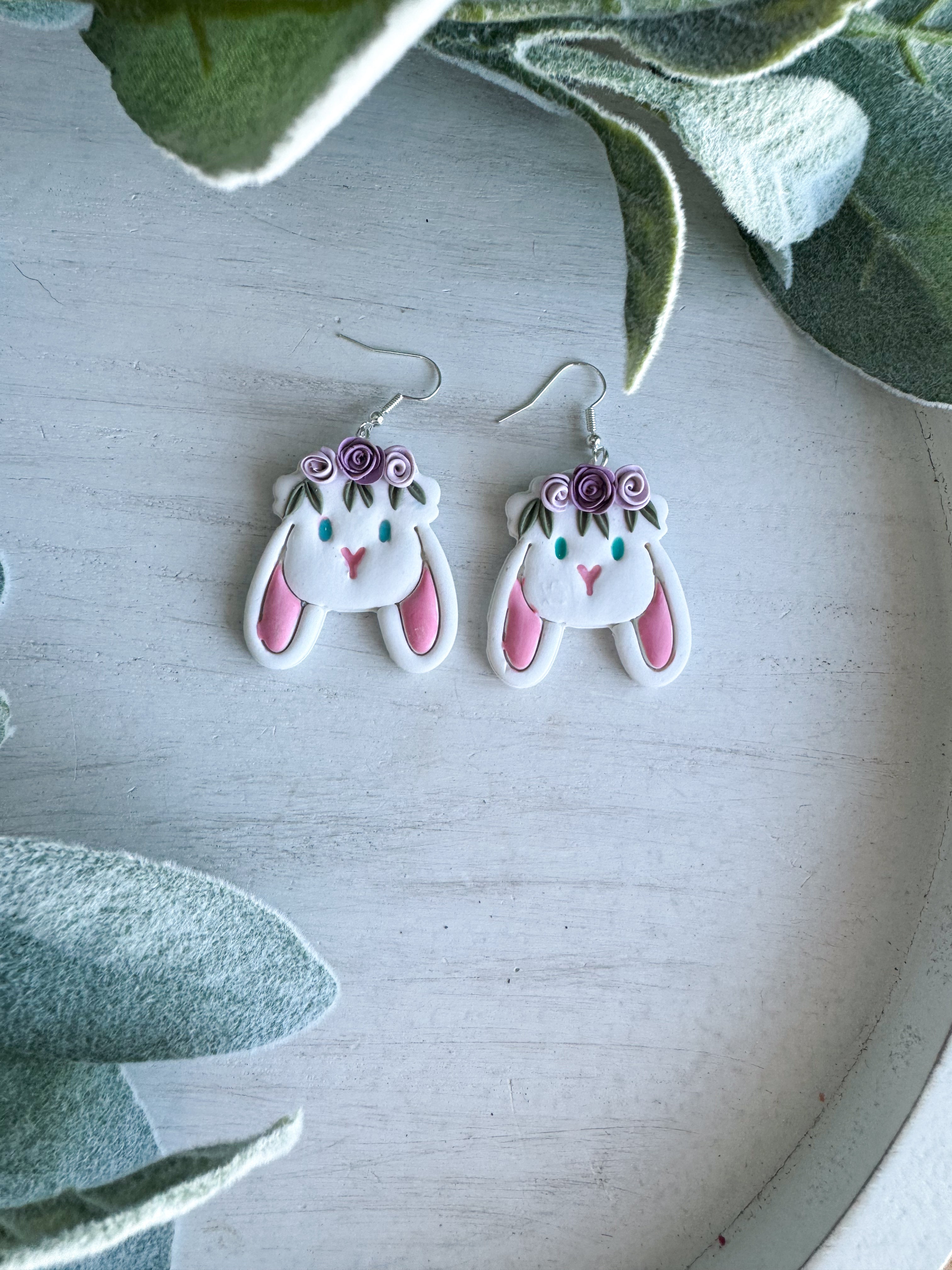 Pastel Bunny Clay Earrings