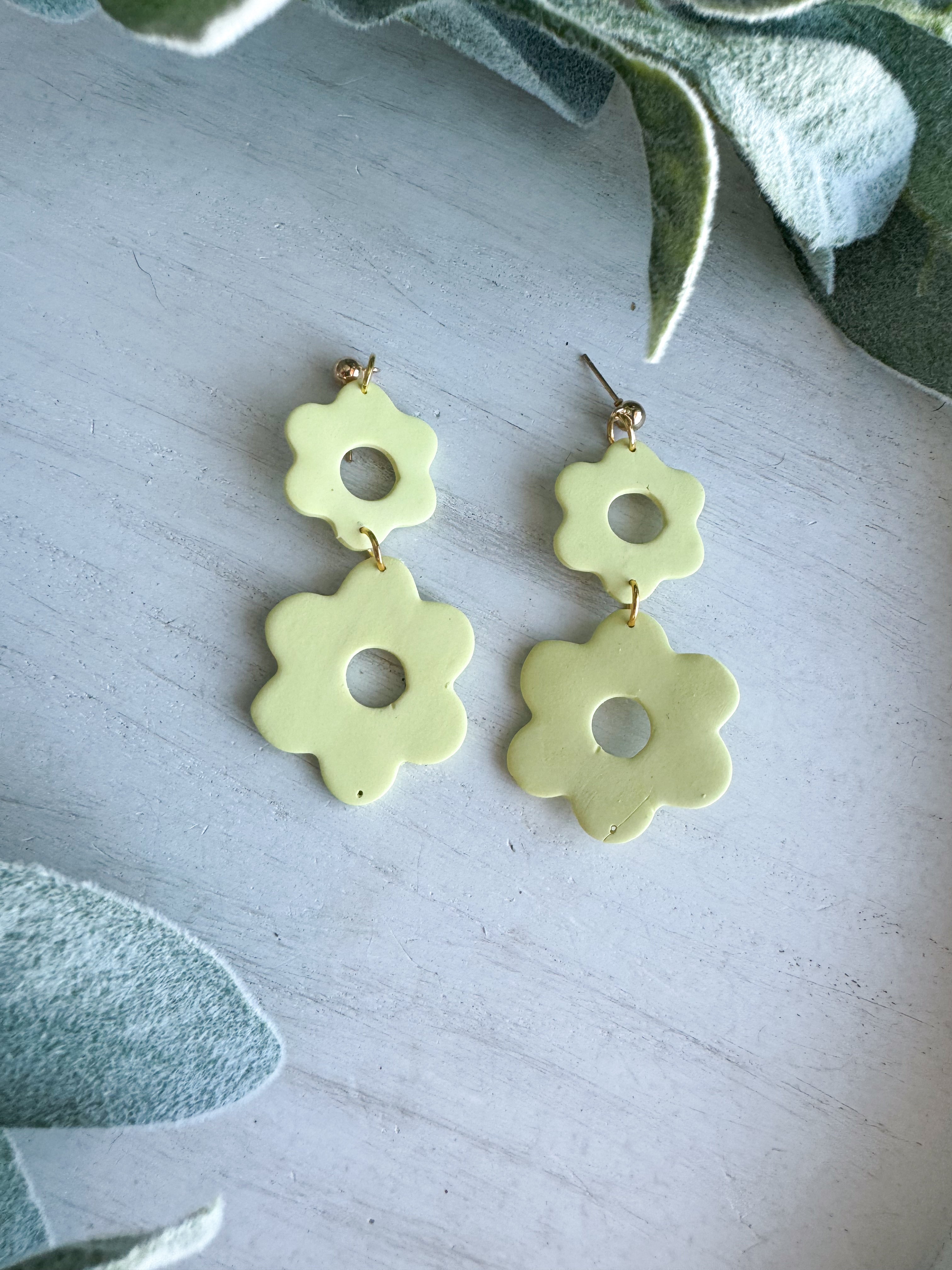 Pastel Flower Clay Earrings