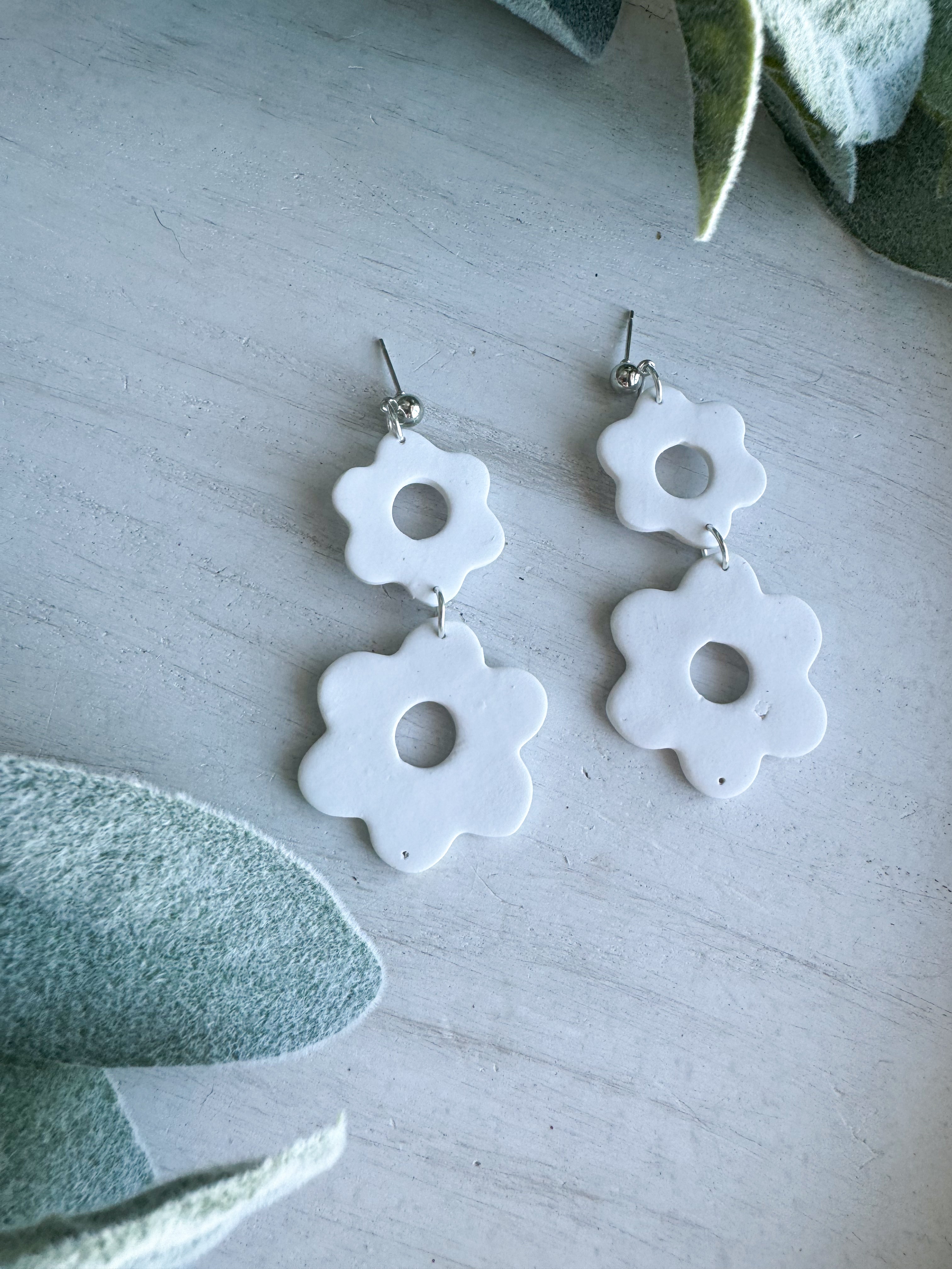 Pastel Flower Clay Earrings