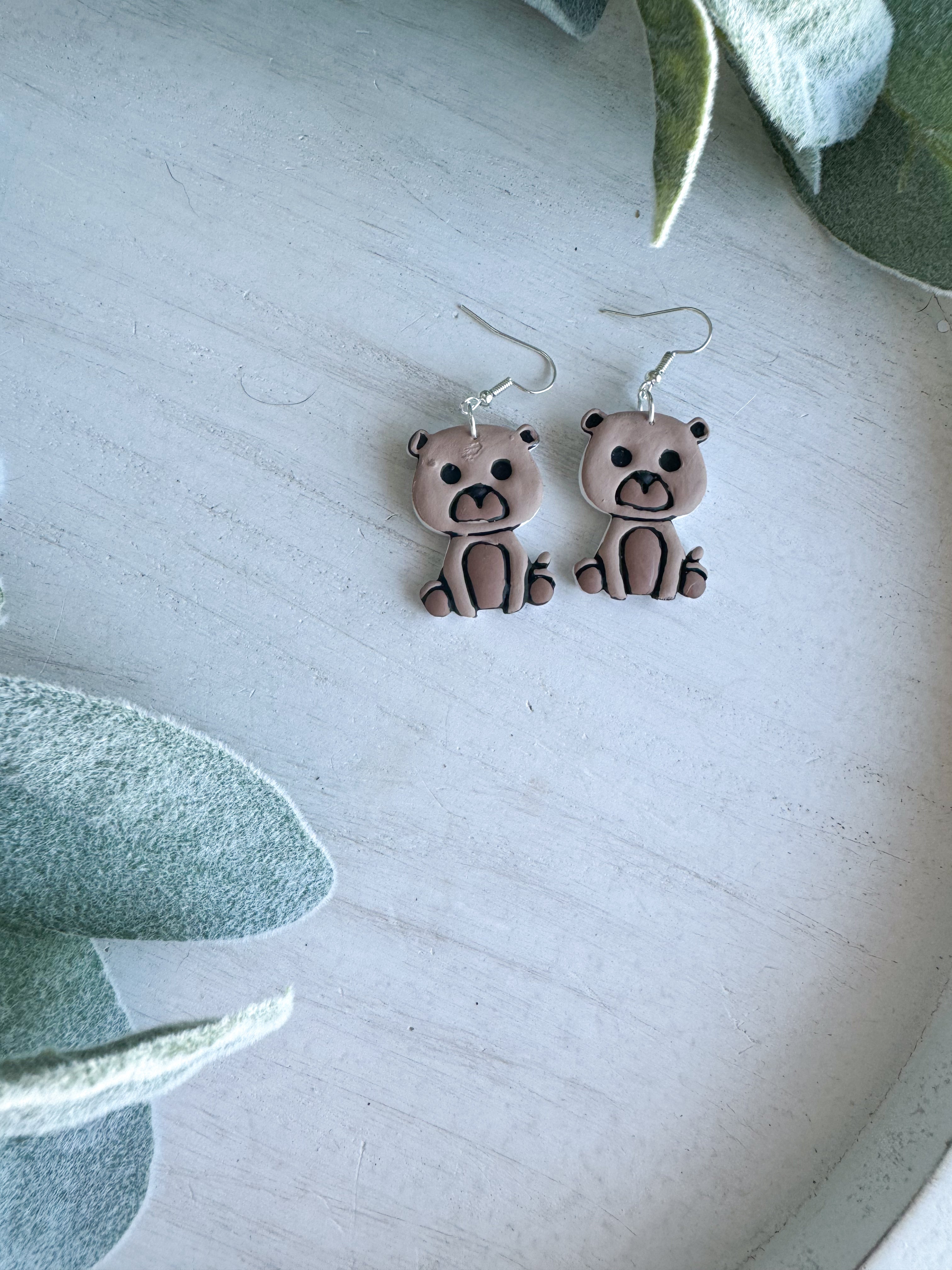 Forest Animals (hand painted) Clay Earrings