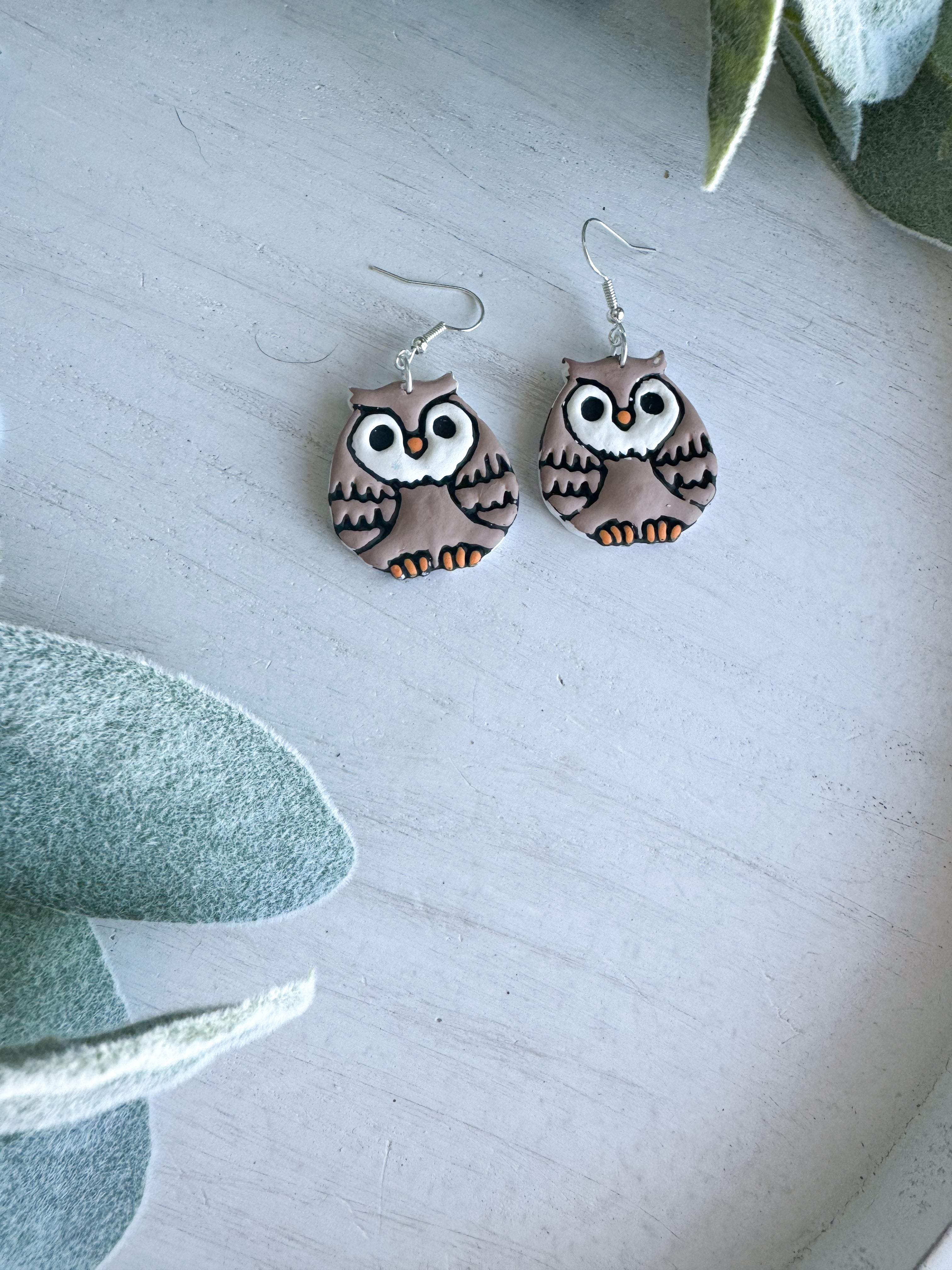 Forest Animals (hand painted) Clay Earrings