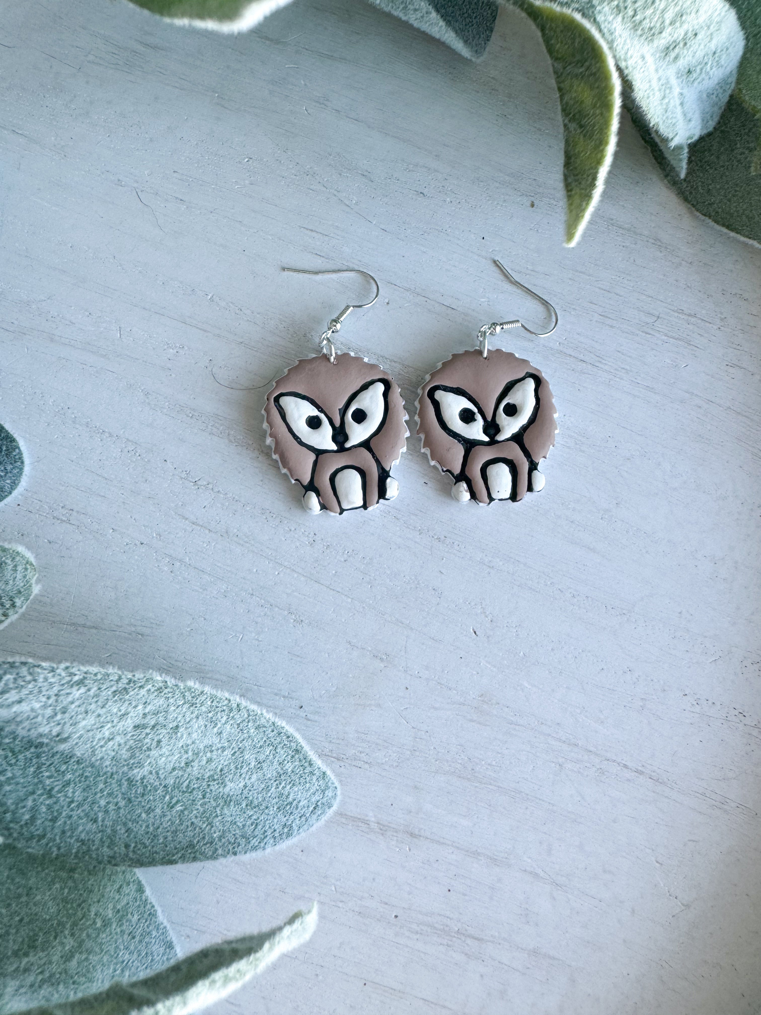 Forest Animals (hand painted) Clay Earrings