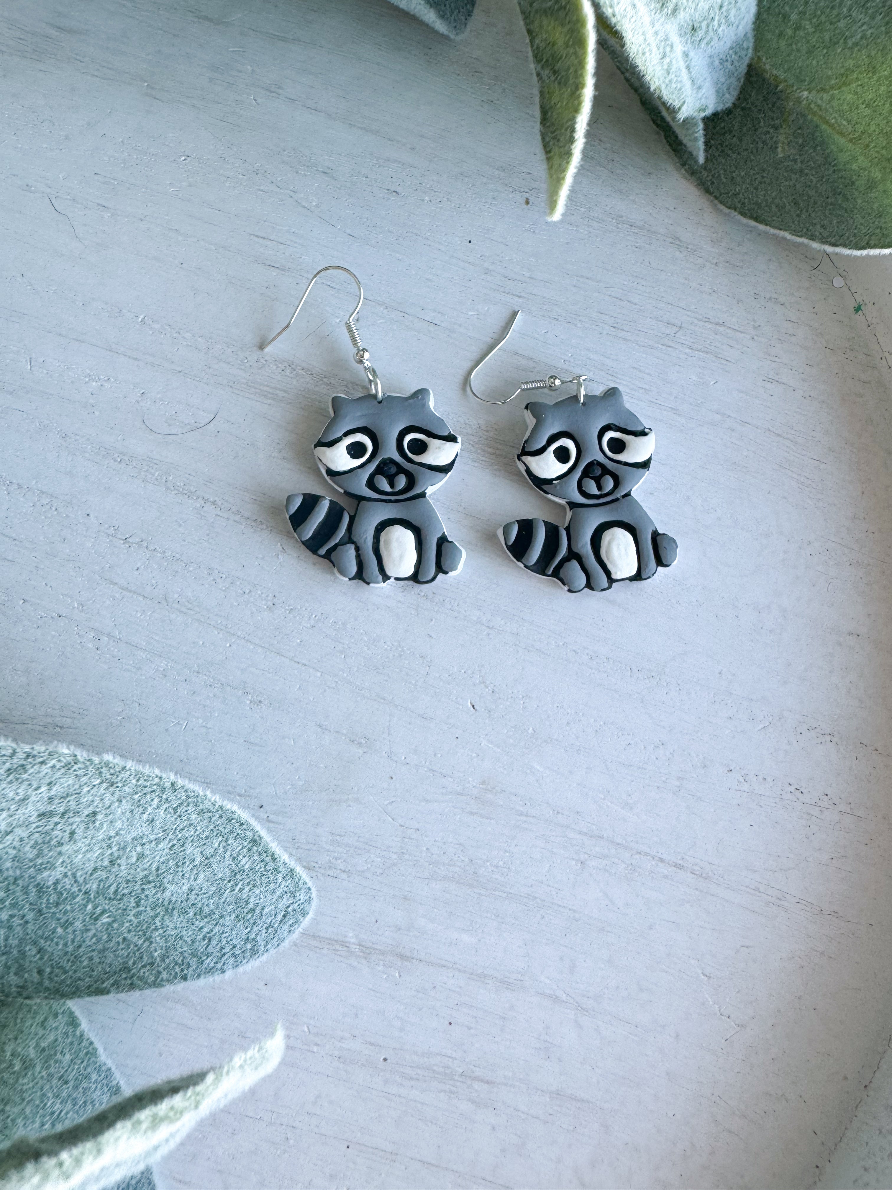 Forest Animals (hand painted) Clay Earrings