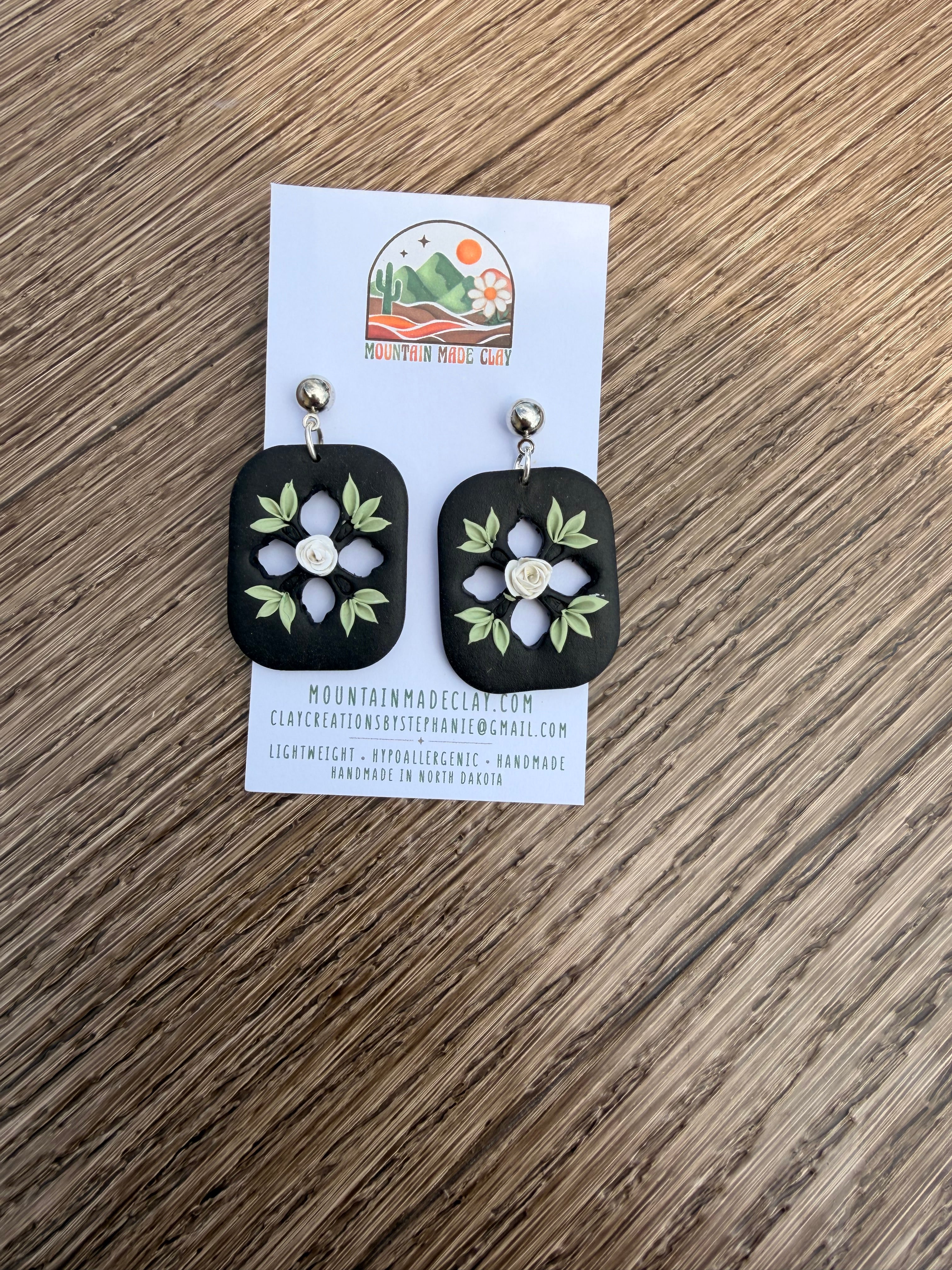 Midnight Bloom | Clay Earrings