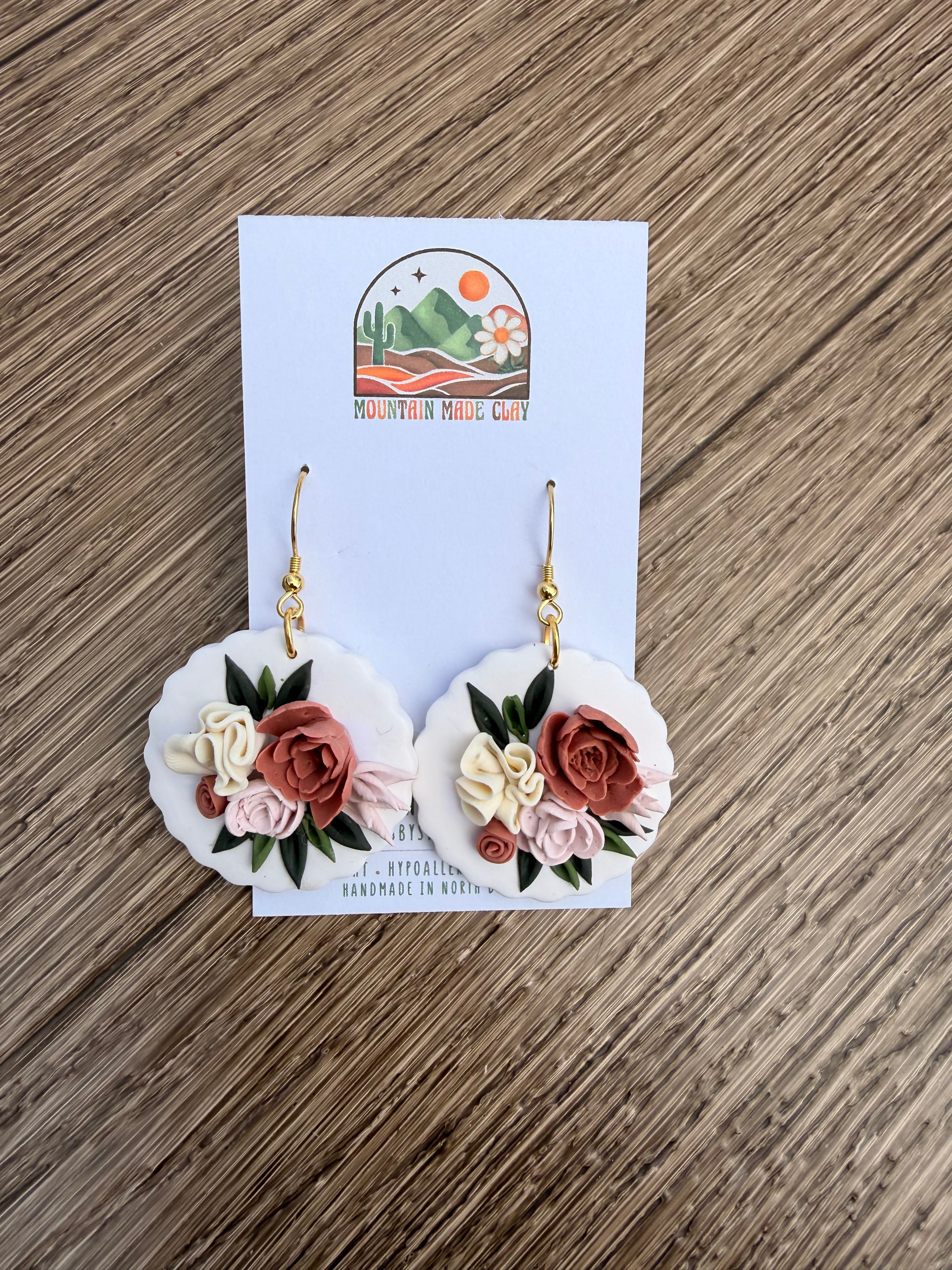 Heirloom Roses | Clay Earrings