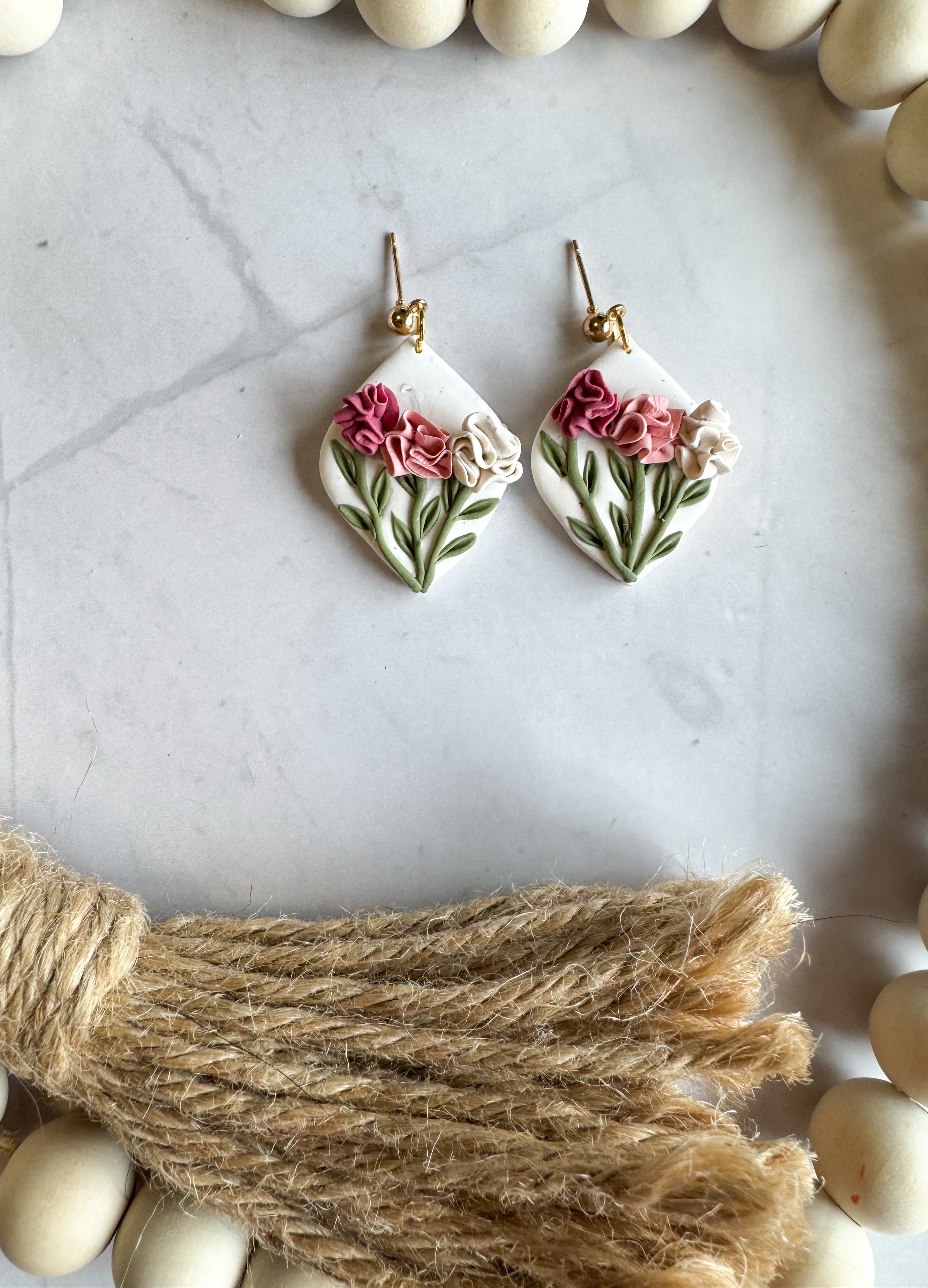 January (Carnation) Clay Earrings