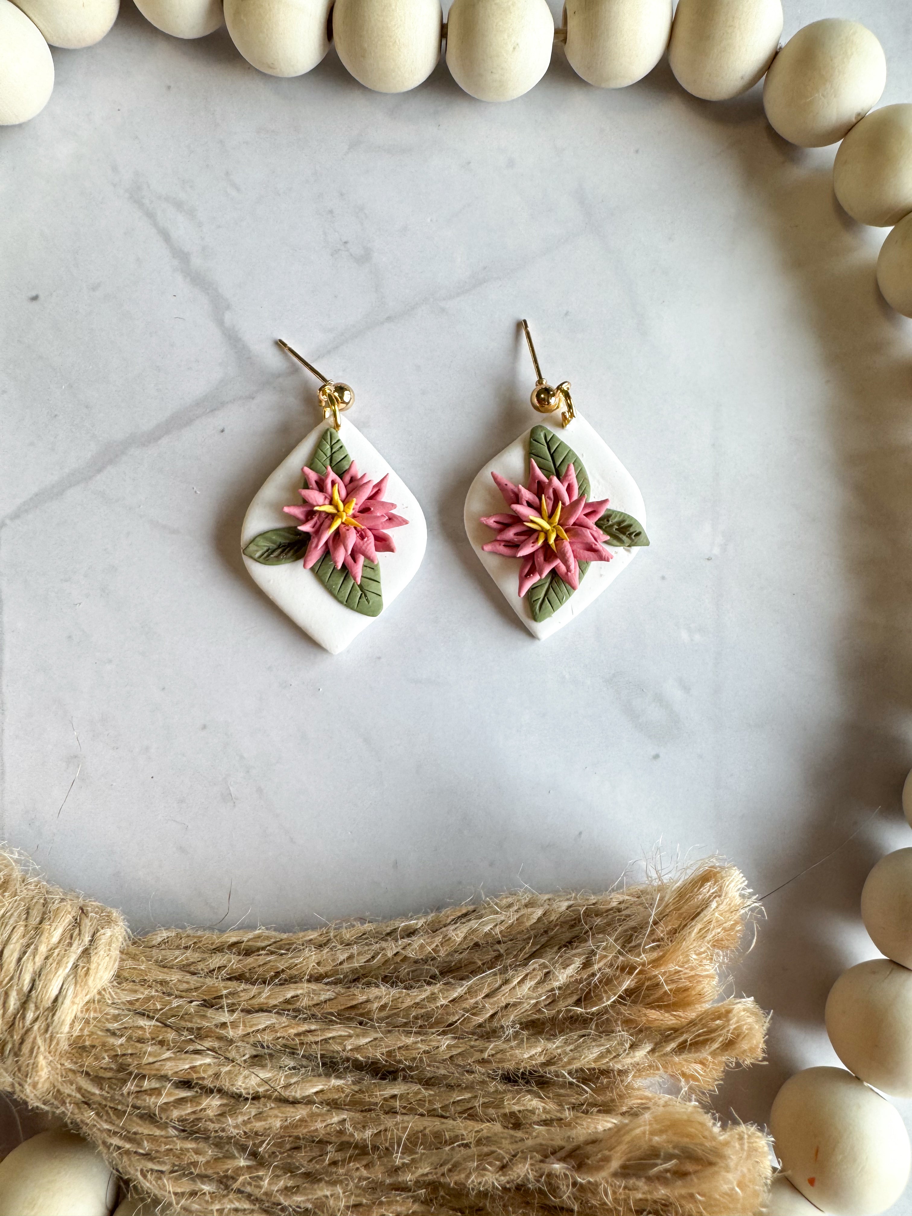 July (Water Lily) Clay Earrings
