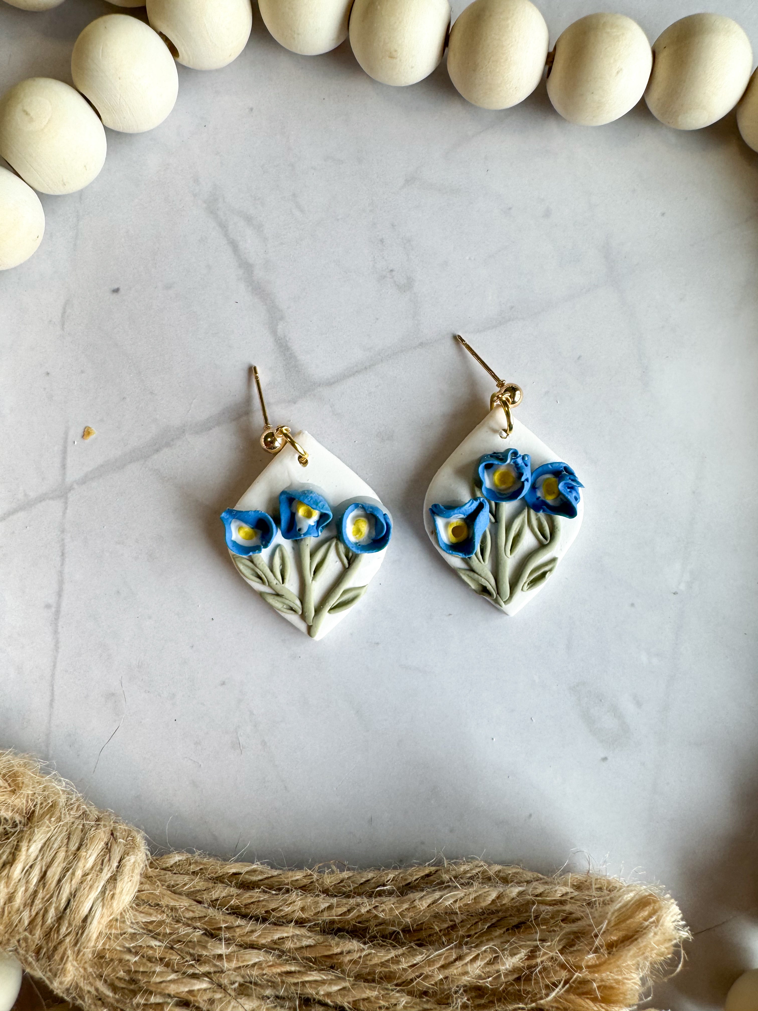 September (Morning Glory) Clay Earrings
