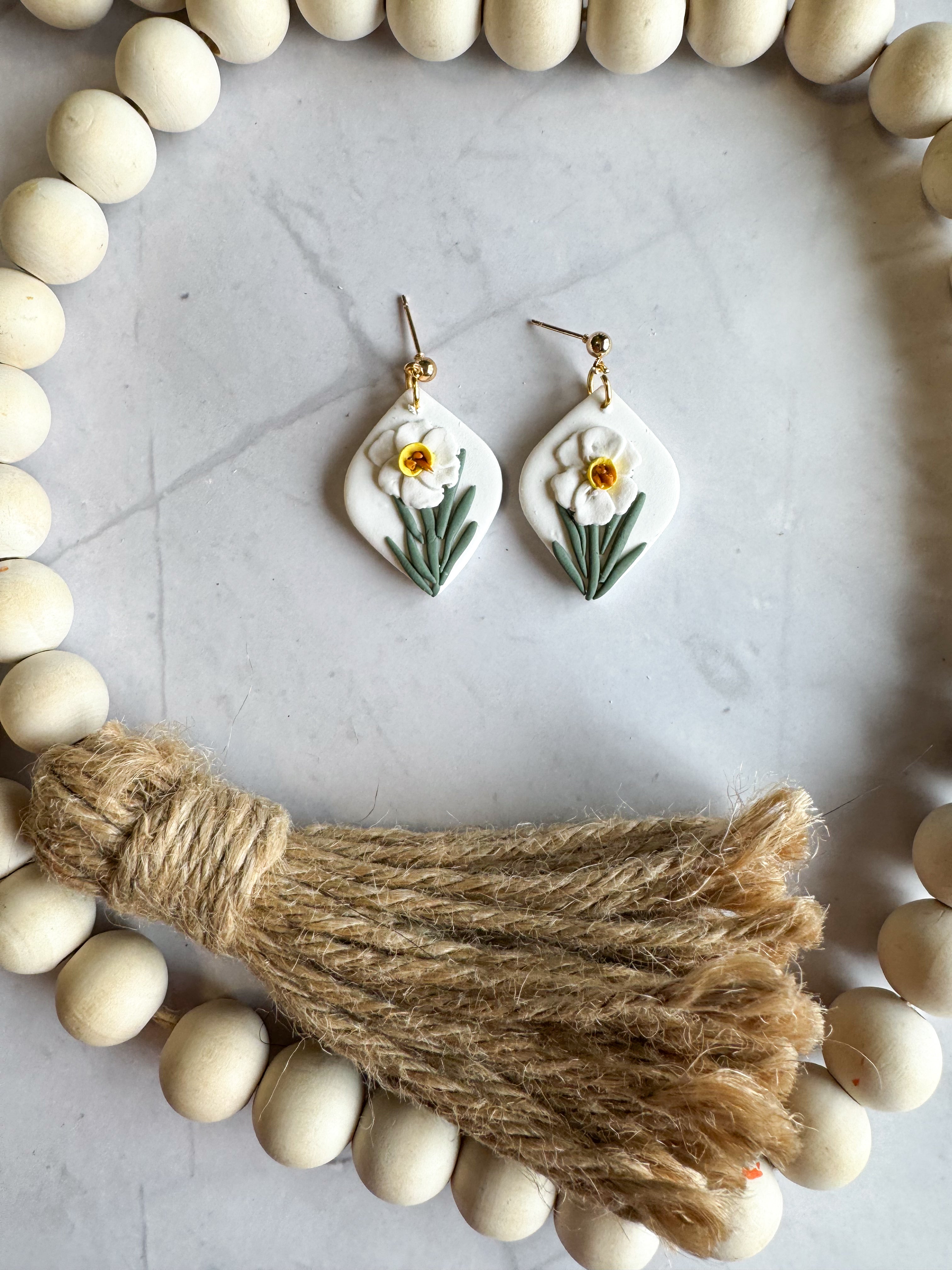 December (Narcissus) Clay Earrings