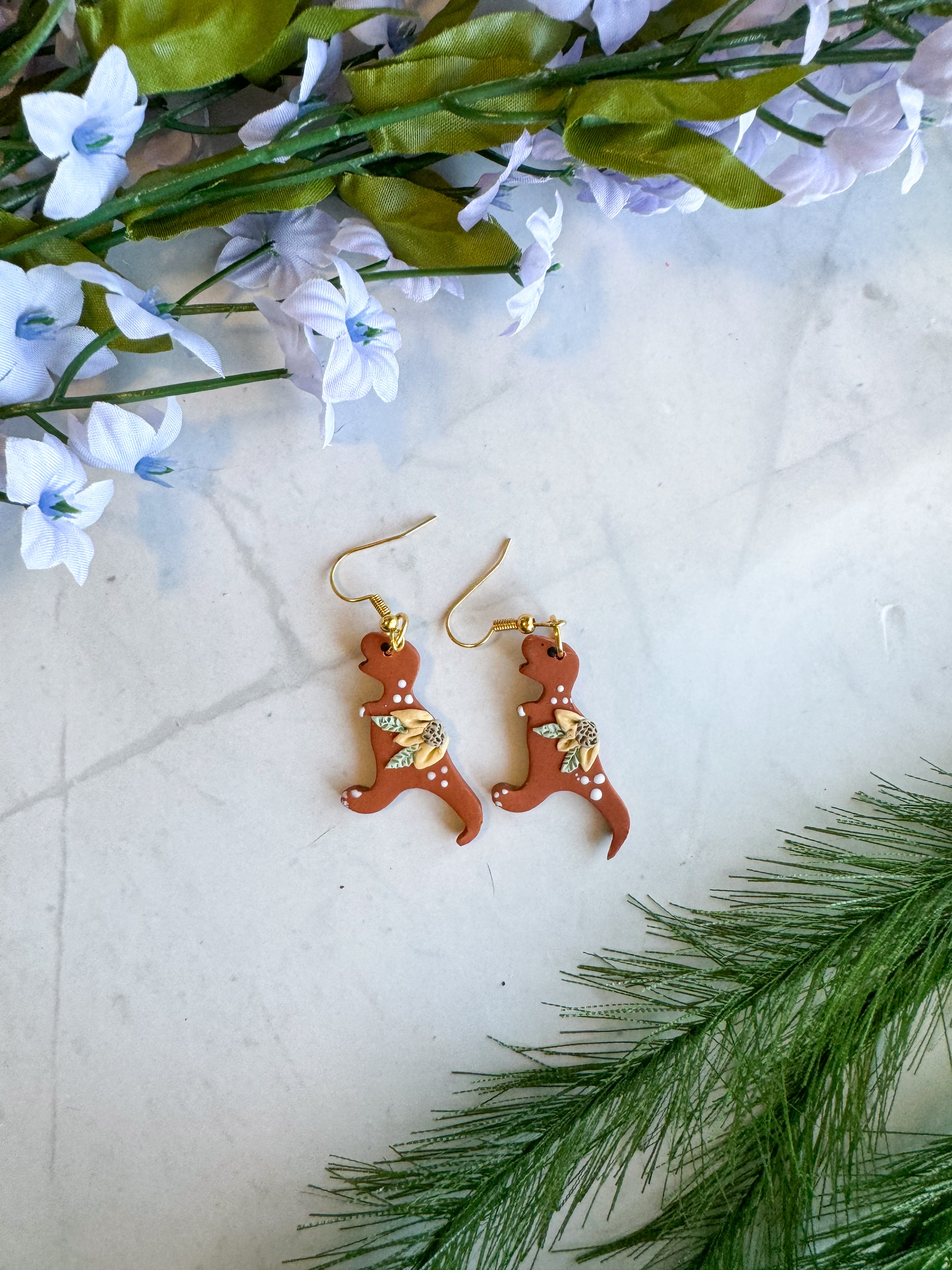 Terracotta T-Rex Clay Earrings