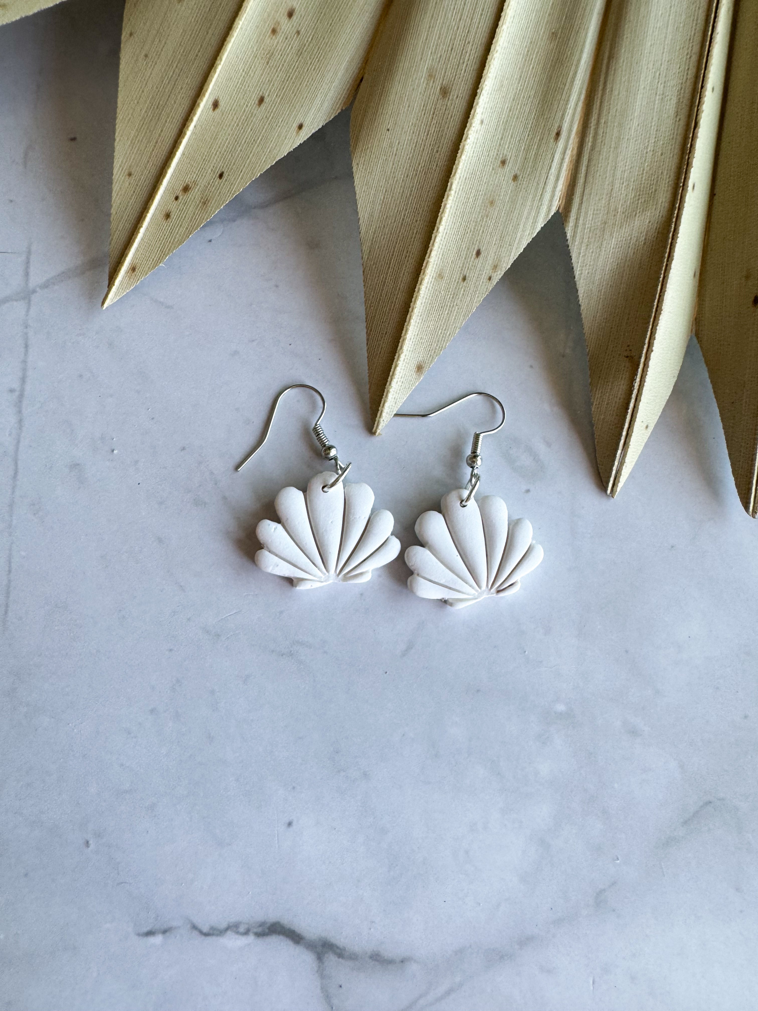 Large Sea Shells Clay Earrings