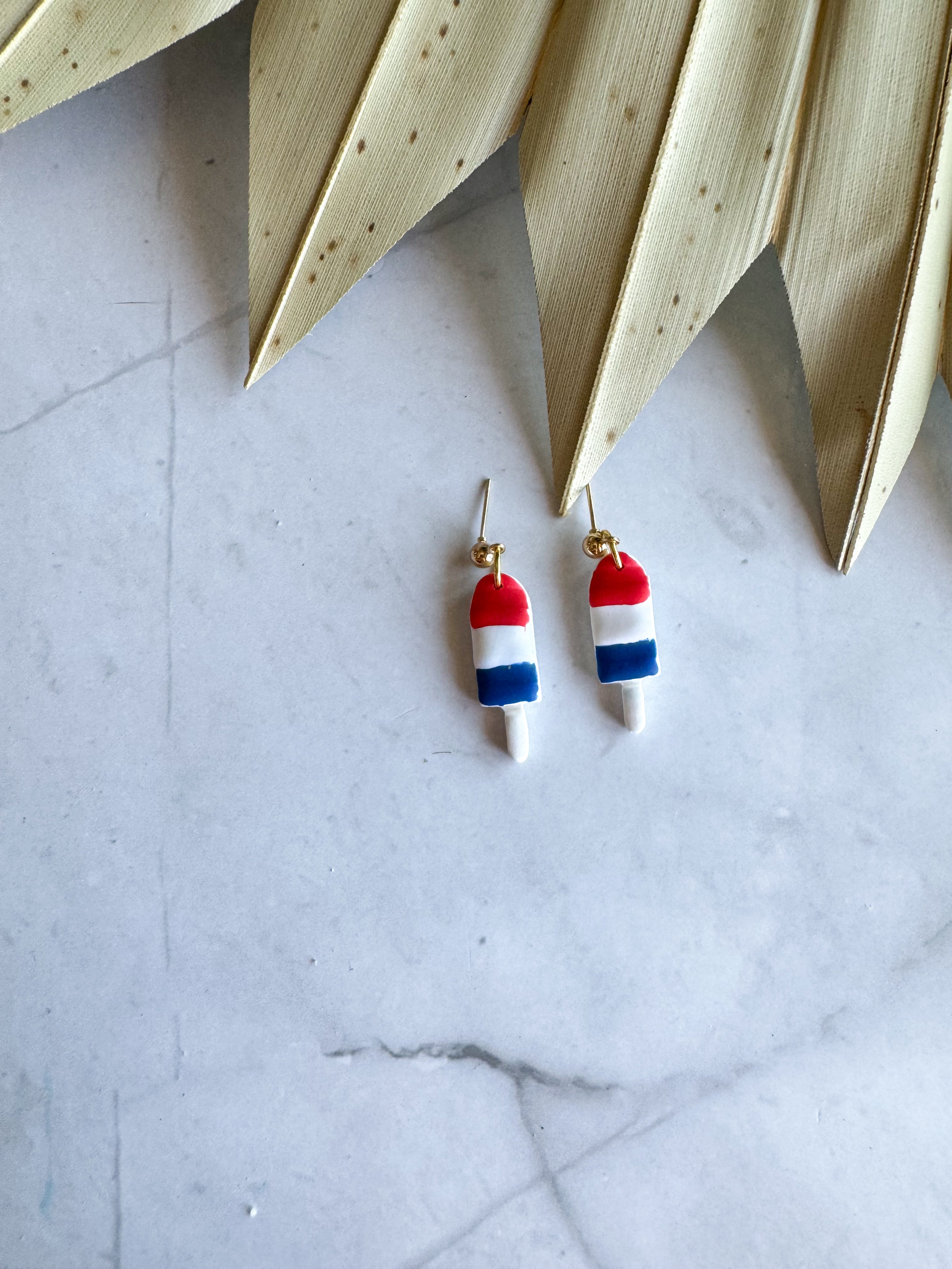 Red,White, and Blue Popsicle Clay Earrings