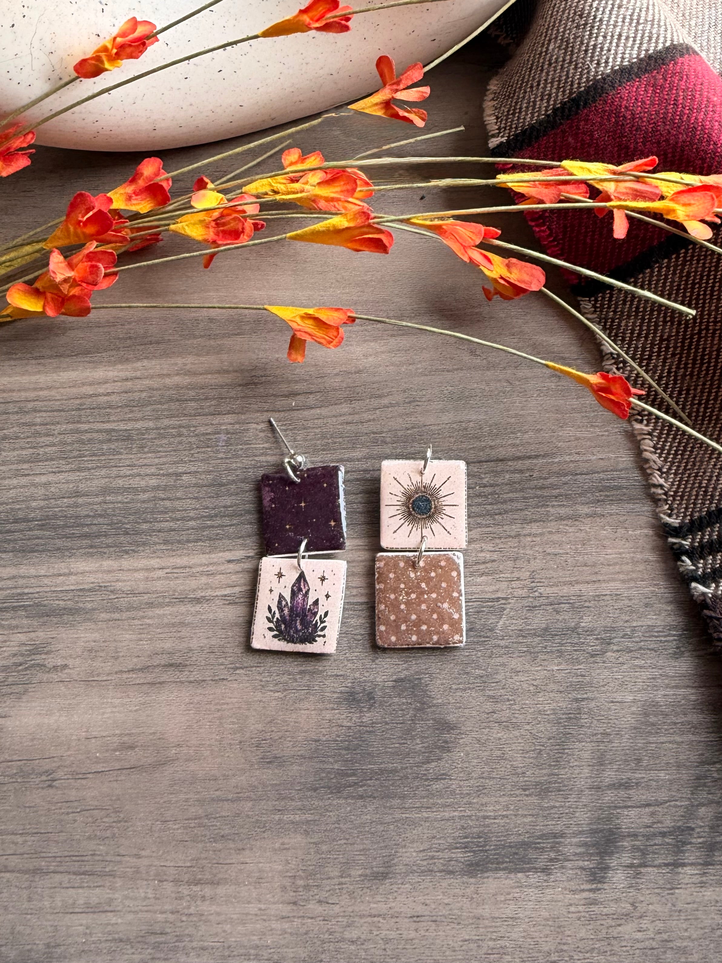 Mystic Moon & Midnight Library | One-of-a-Kind Earrings