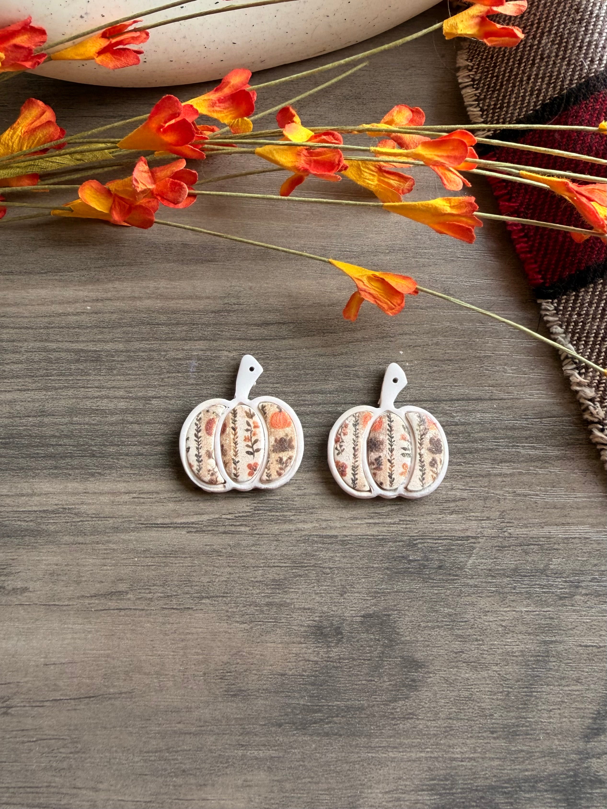 Vintage Pumpkin Floral Earrings