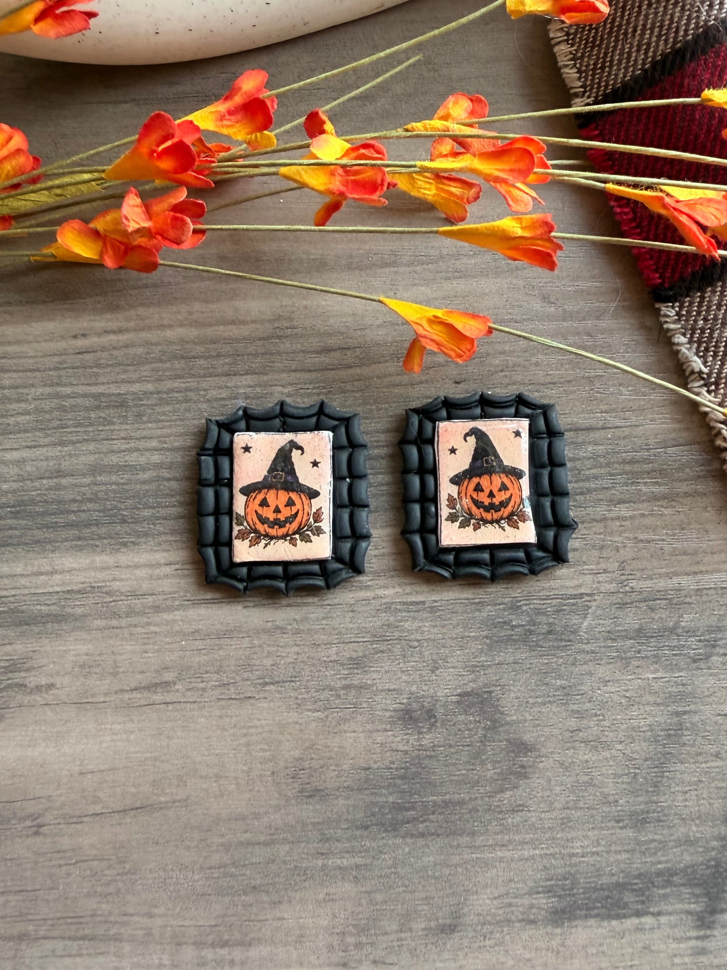 Vintage Halloween Stamp Earrings