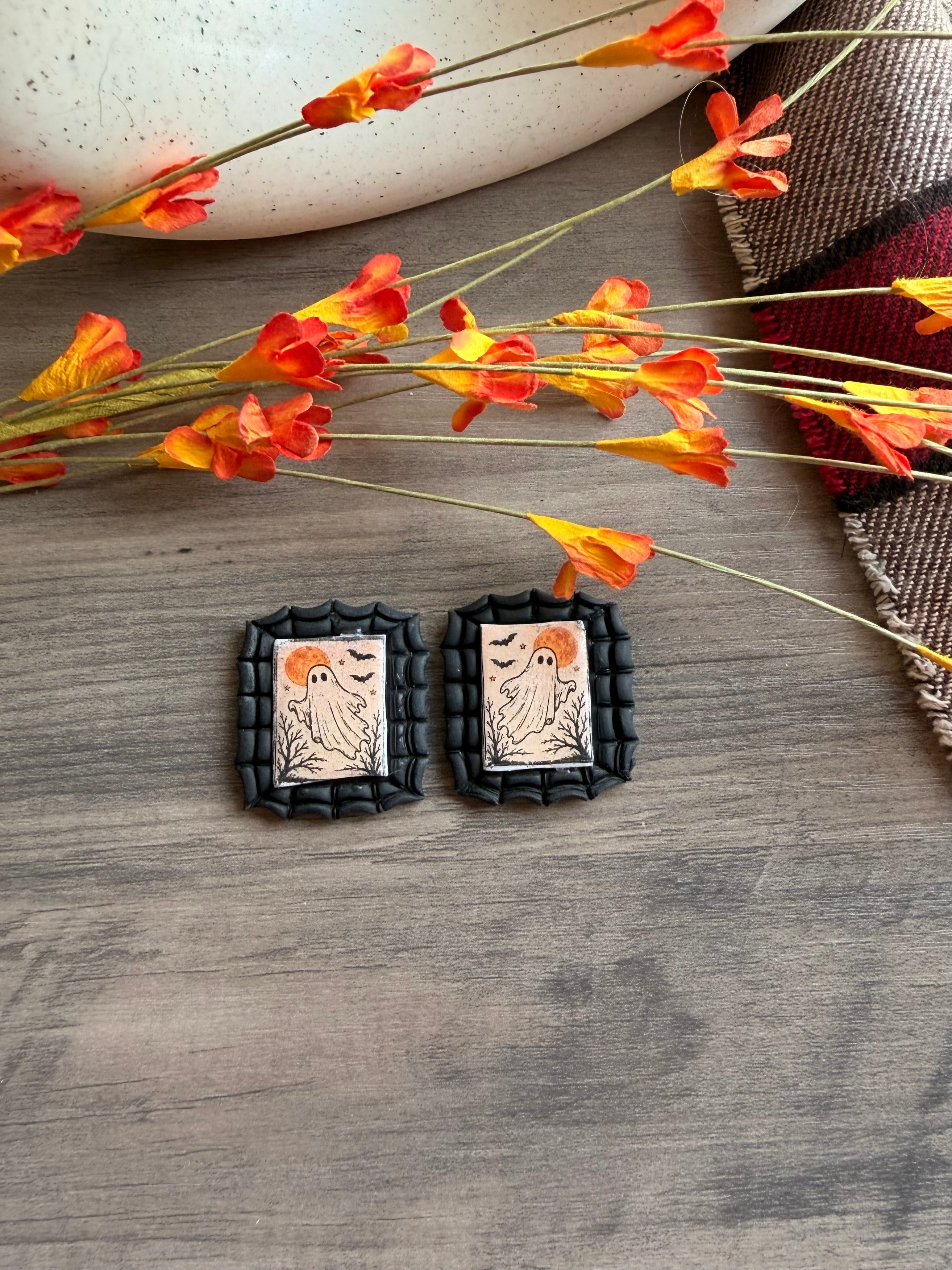 Vintage Halloween Stamp Earrings