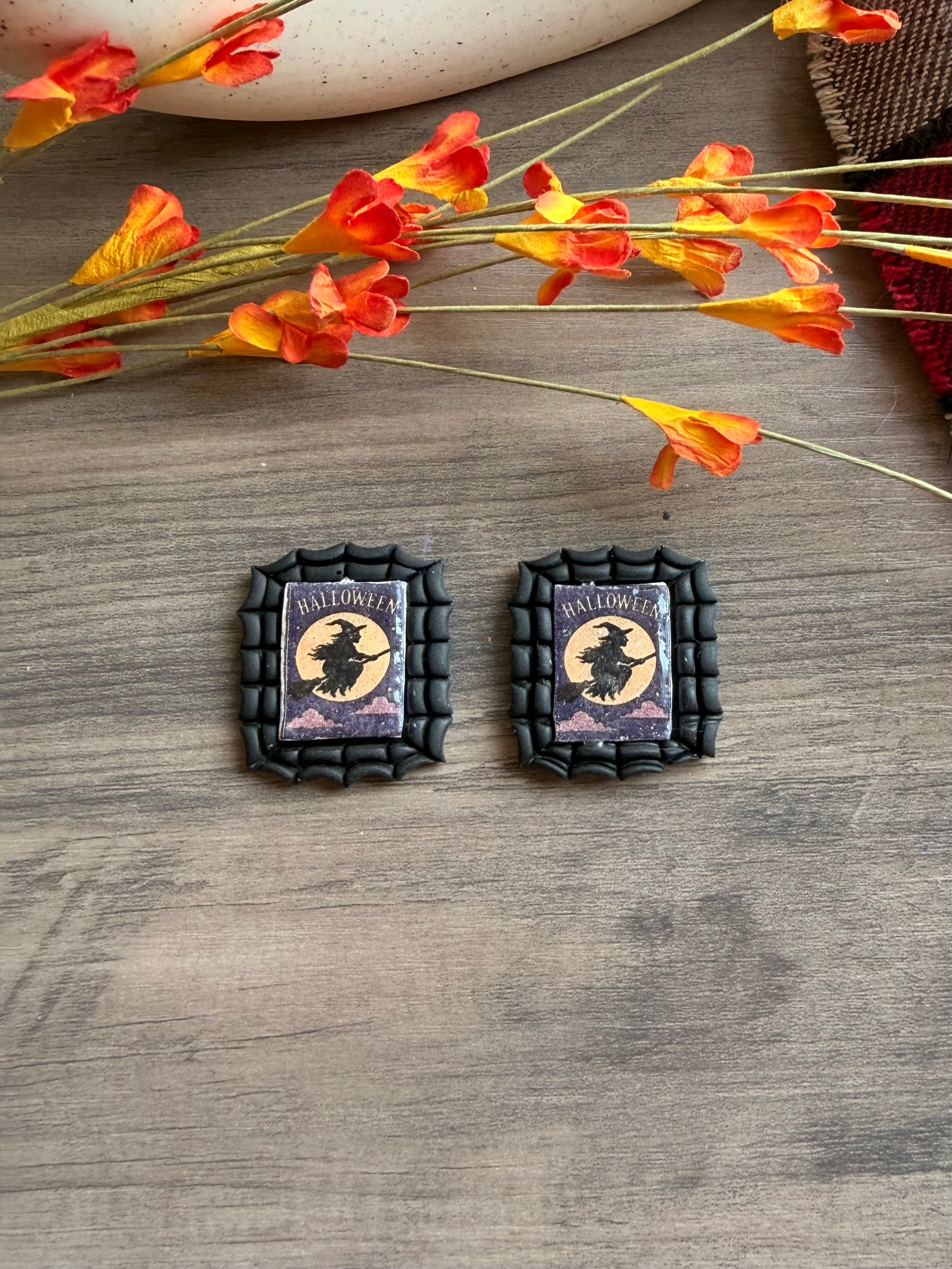 Vintage Halloween Stamp Earrings