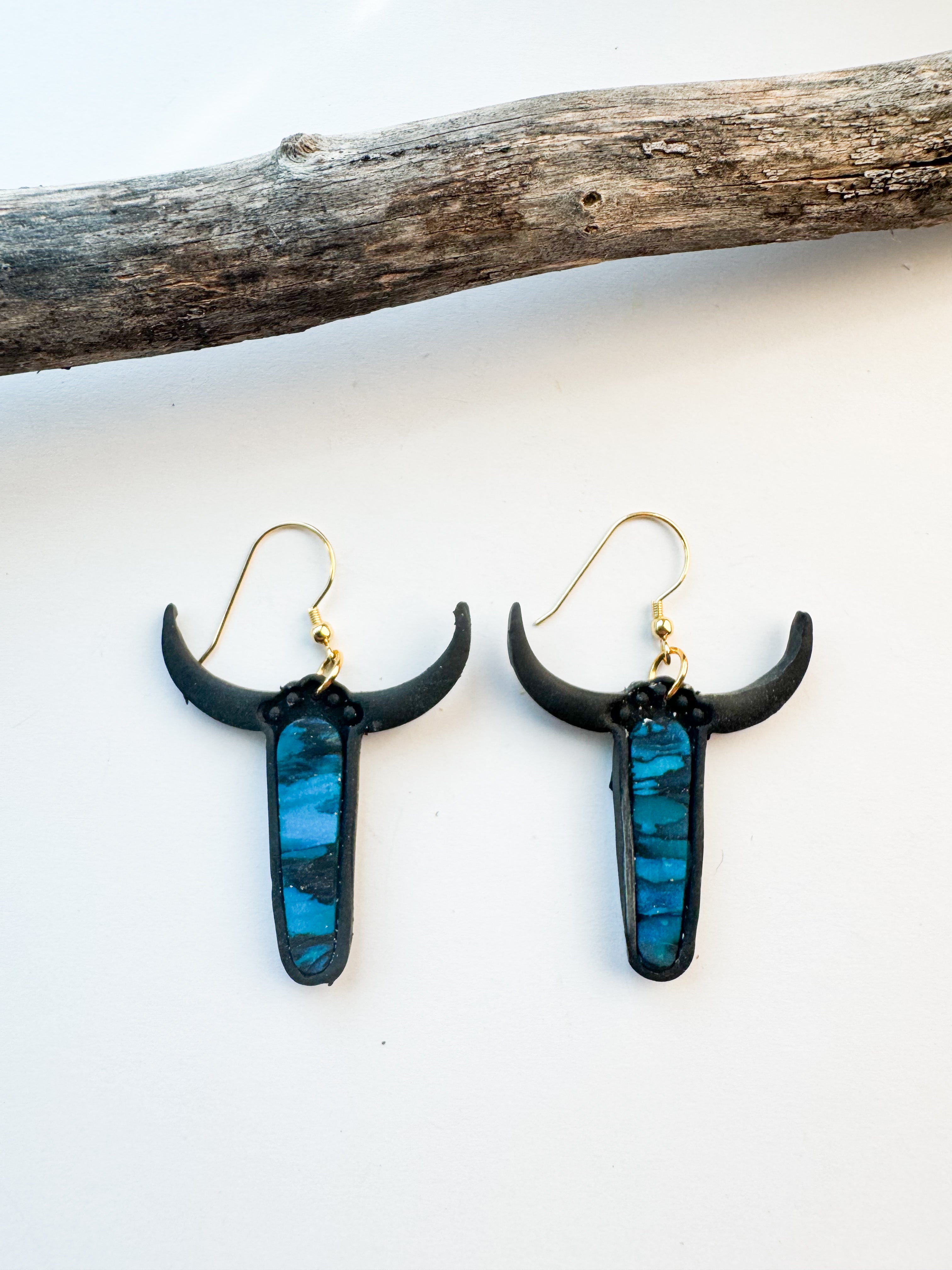 Turquoise and black Skull Earrings