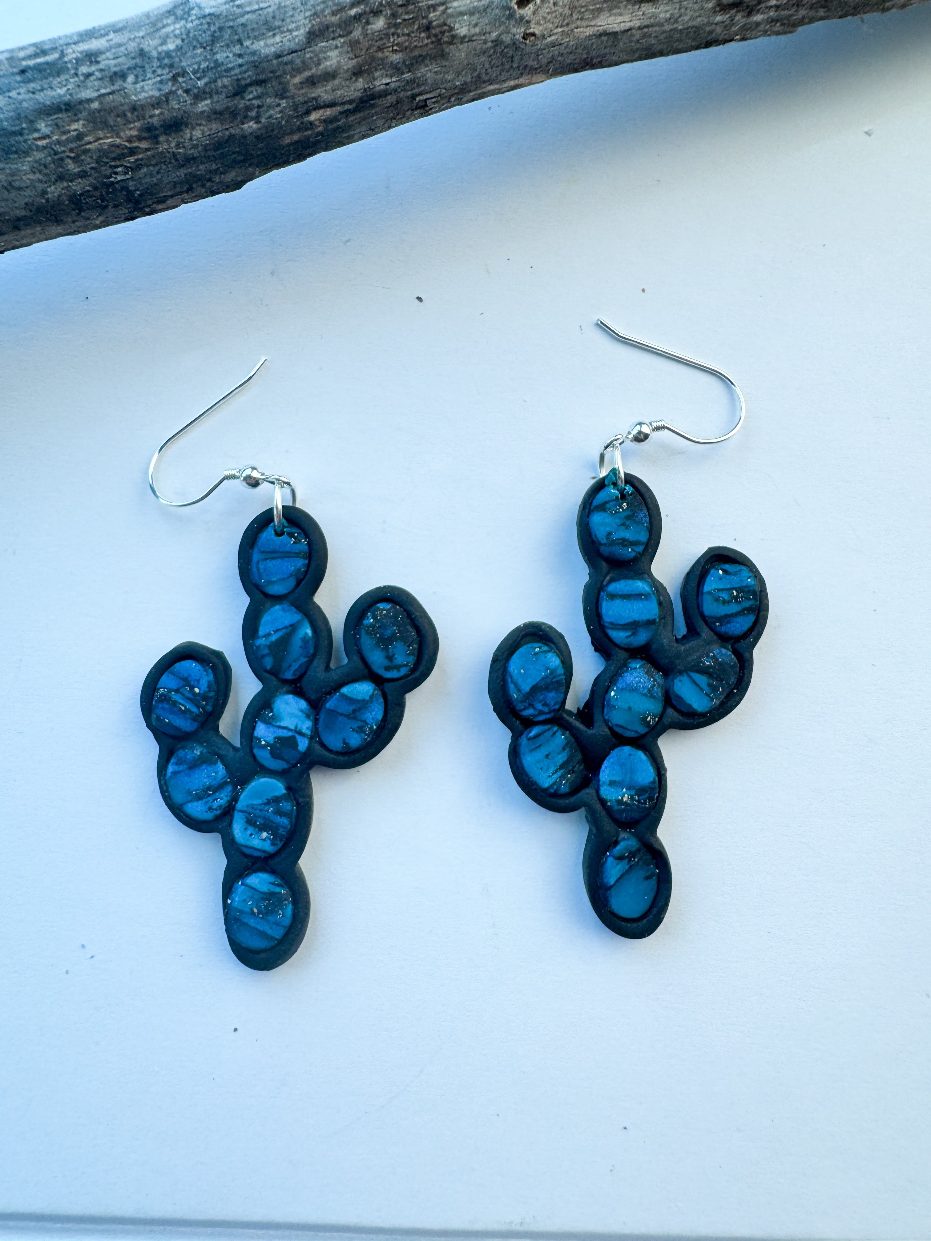 Turquoise Cacti Clay Earrings
