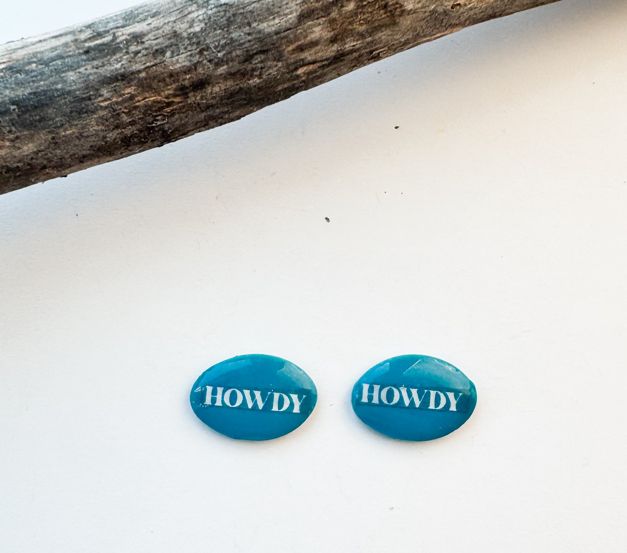 Western Phrase Studs - turquoise