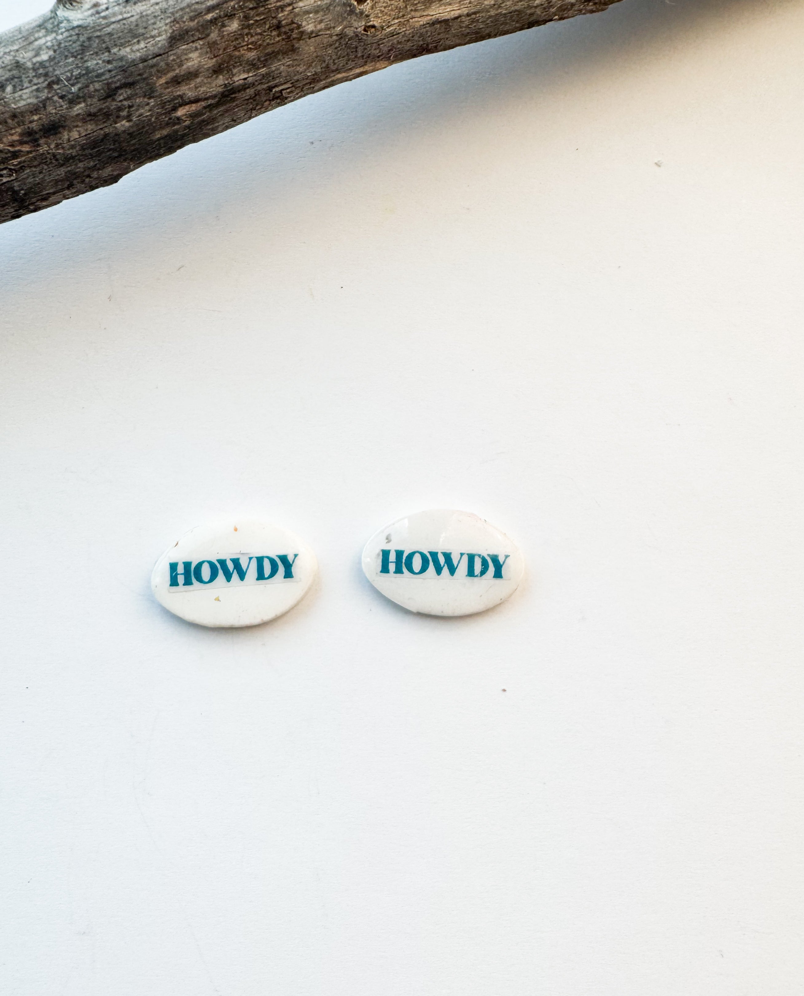 Western Phrase Studs - White