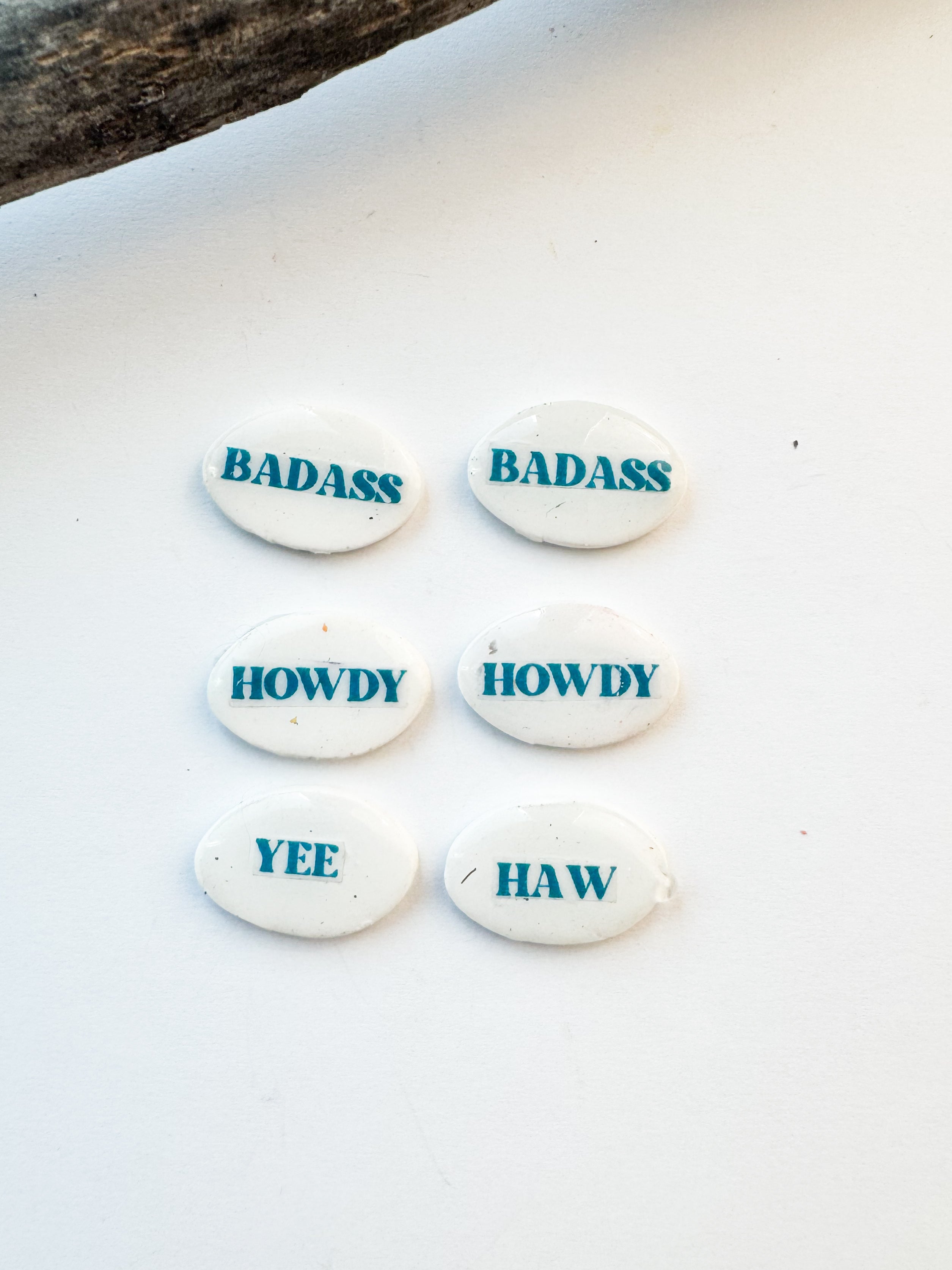 Western Phrase Studs - White