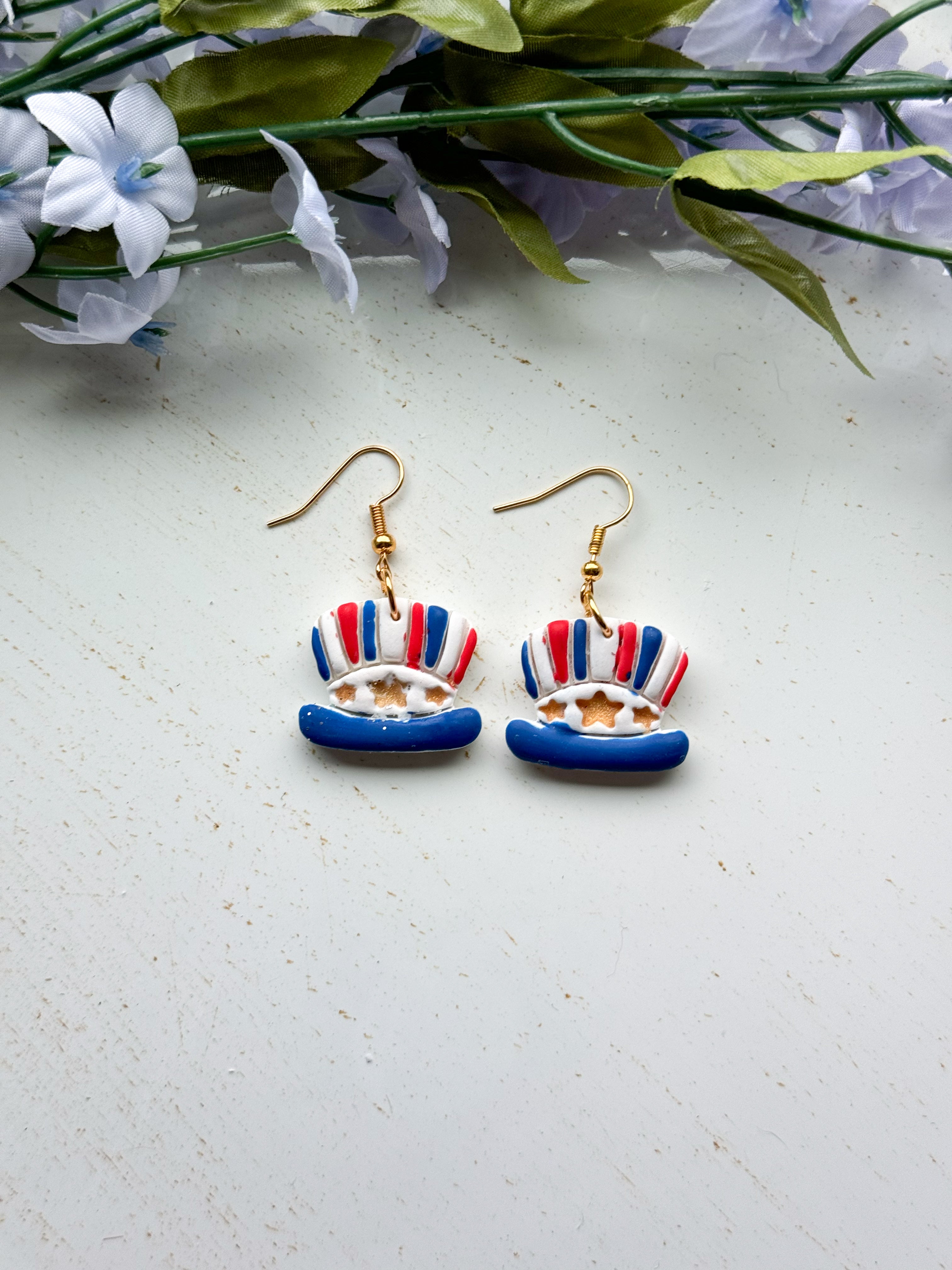 Uncle Sam Hat Clay Earrings
