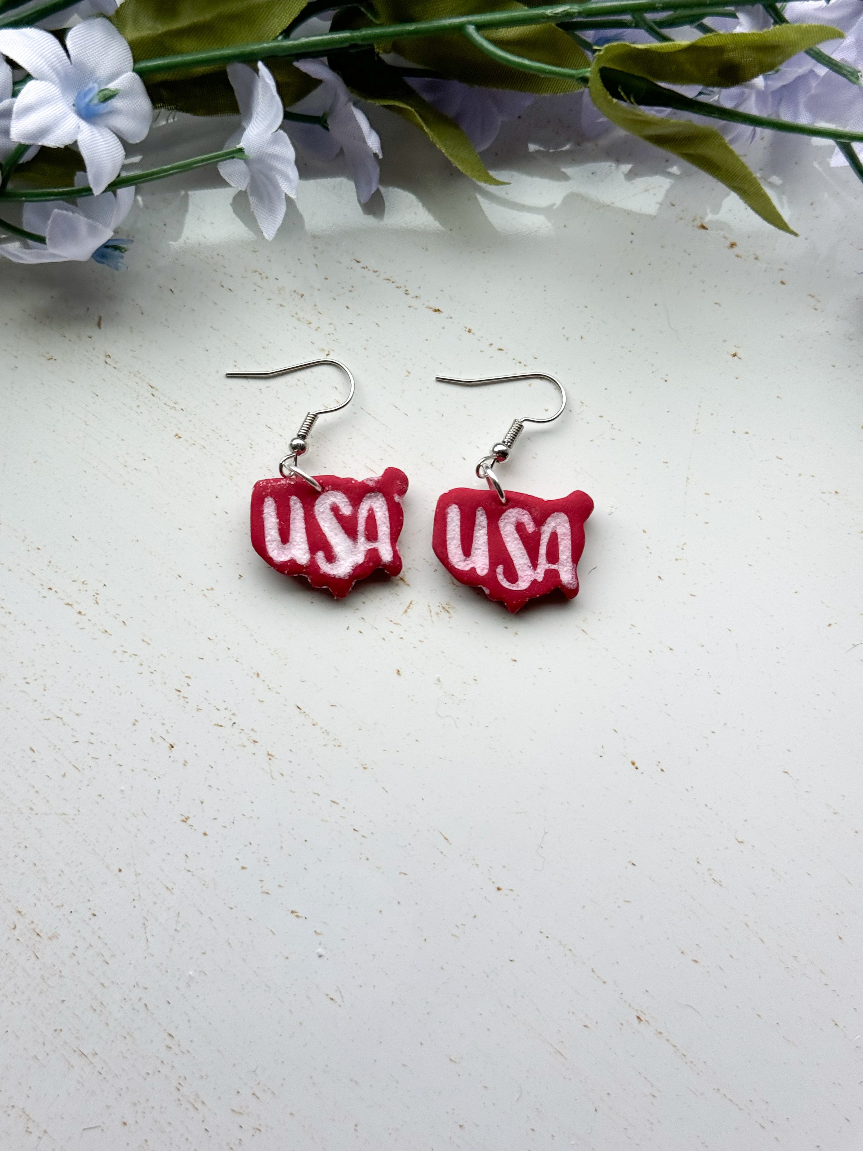 USA state Clay Earrings