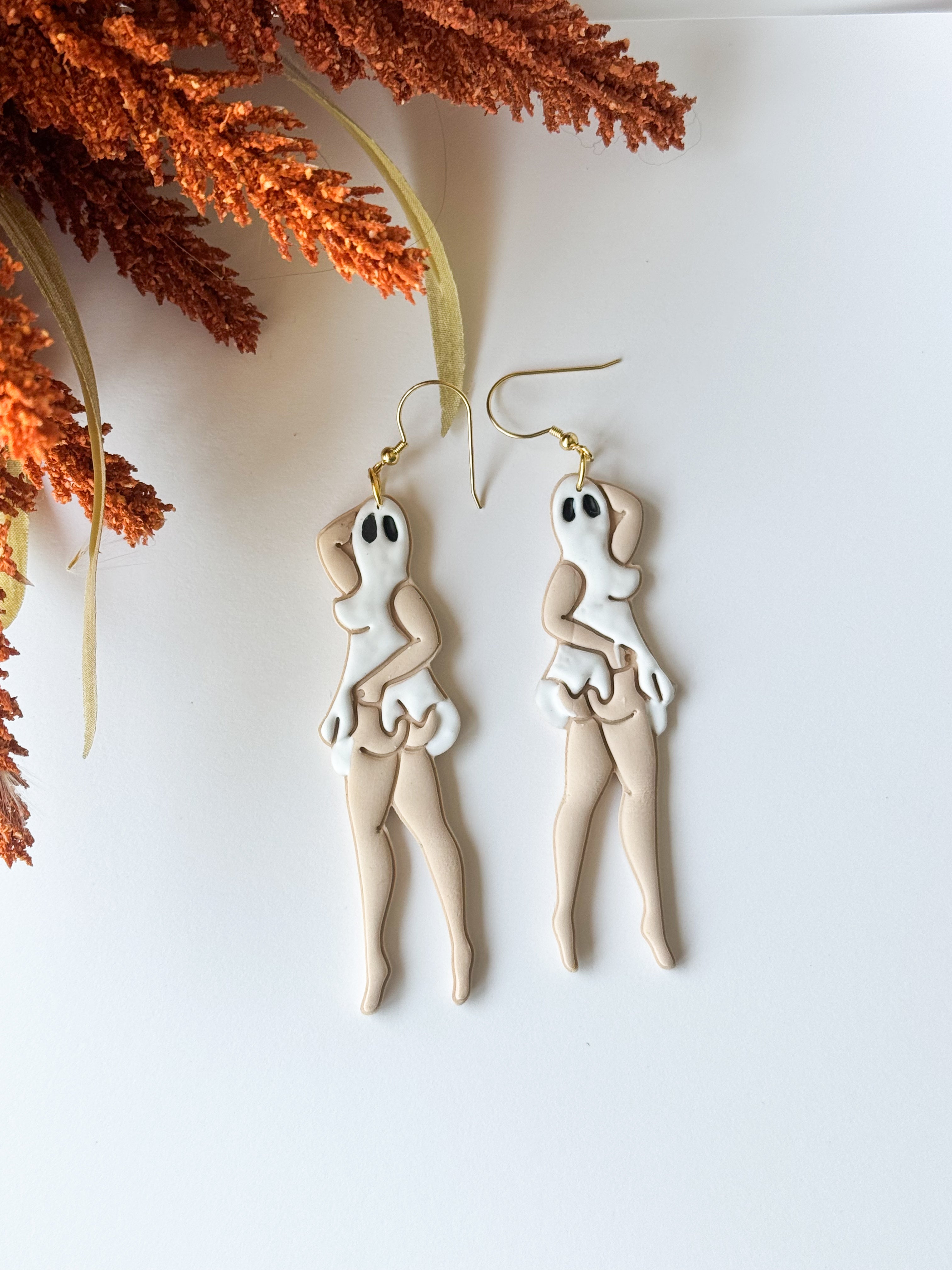 Pin Up Ghost Earrings: Halloween