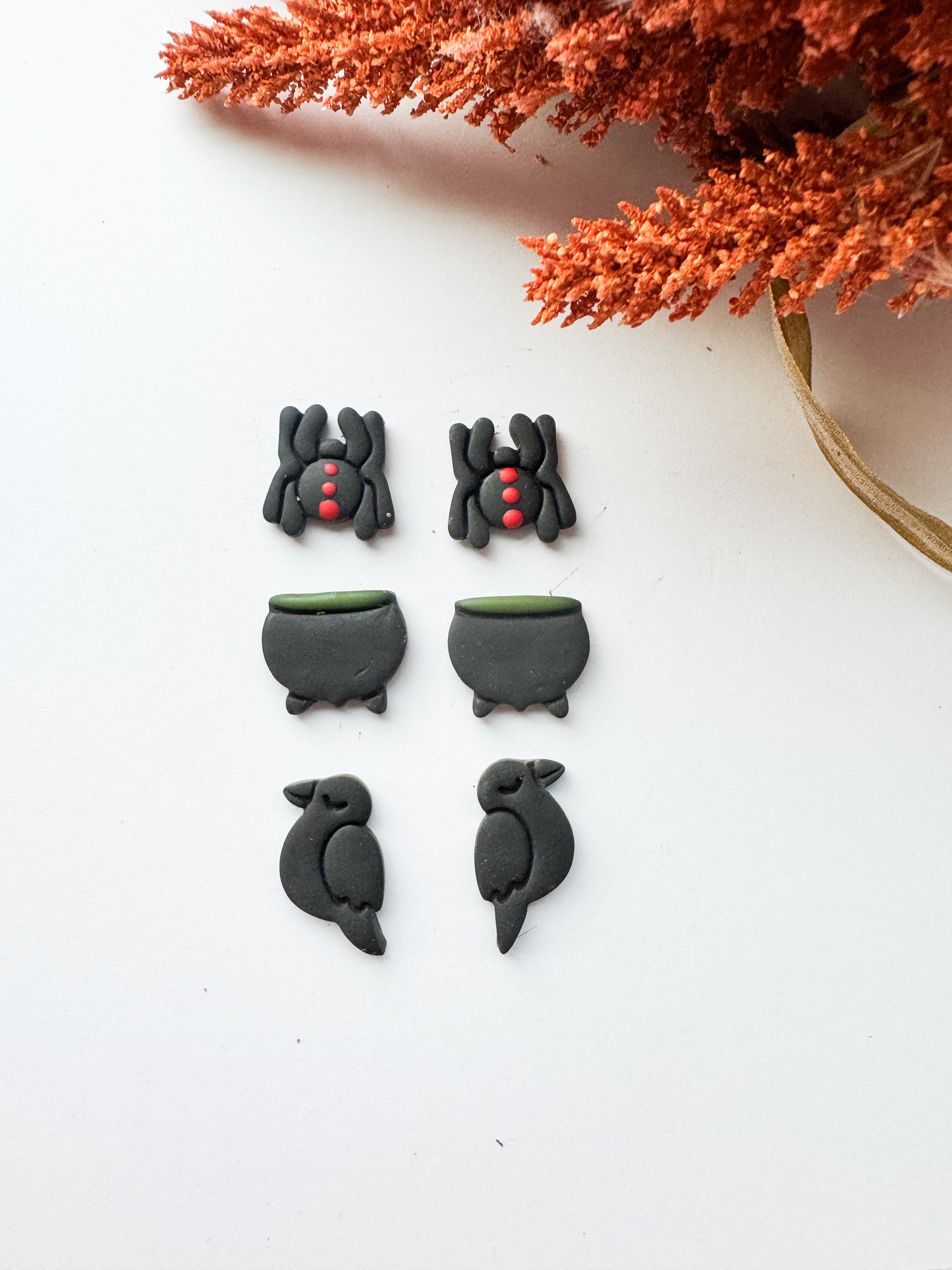 Witchy Stud Pack (Spider, Cauldron, Raven)
